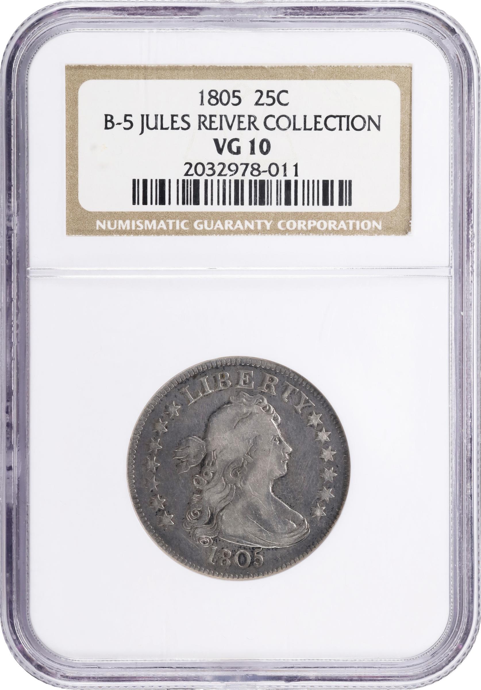image for: 1805 Draped Bust Quarter. B-5. Rarity-5-. VG-10 (NGC).