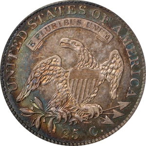 image for: 1819 Capped Bust Quarter. B-1. Rarity-5-. Large 9. AU-58 (NGC). CAC.