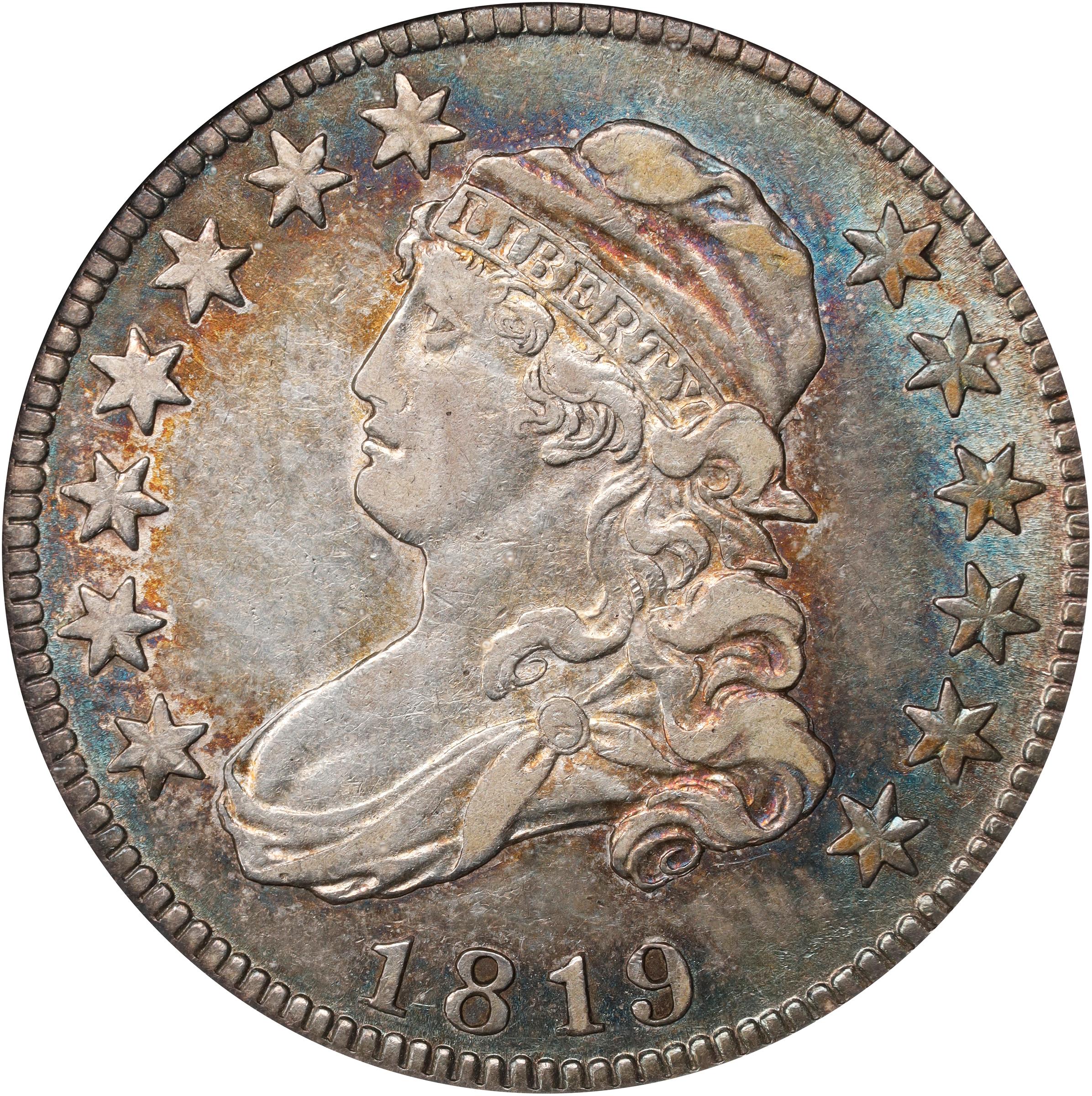image for: 1819 Capped Bust Quarter. B-3. Rarity-1. Small 9. EF-45 (NGC). CAC.