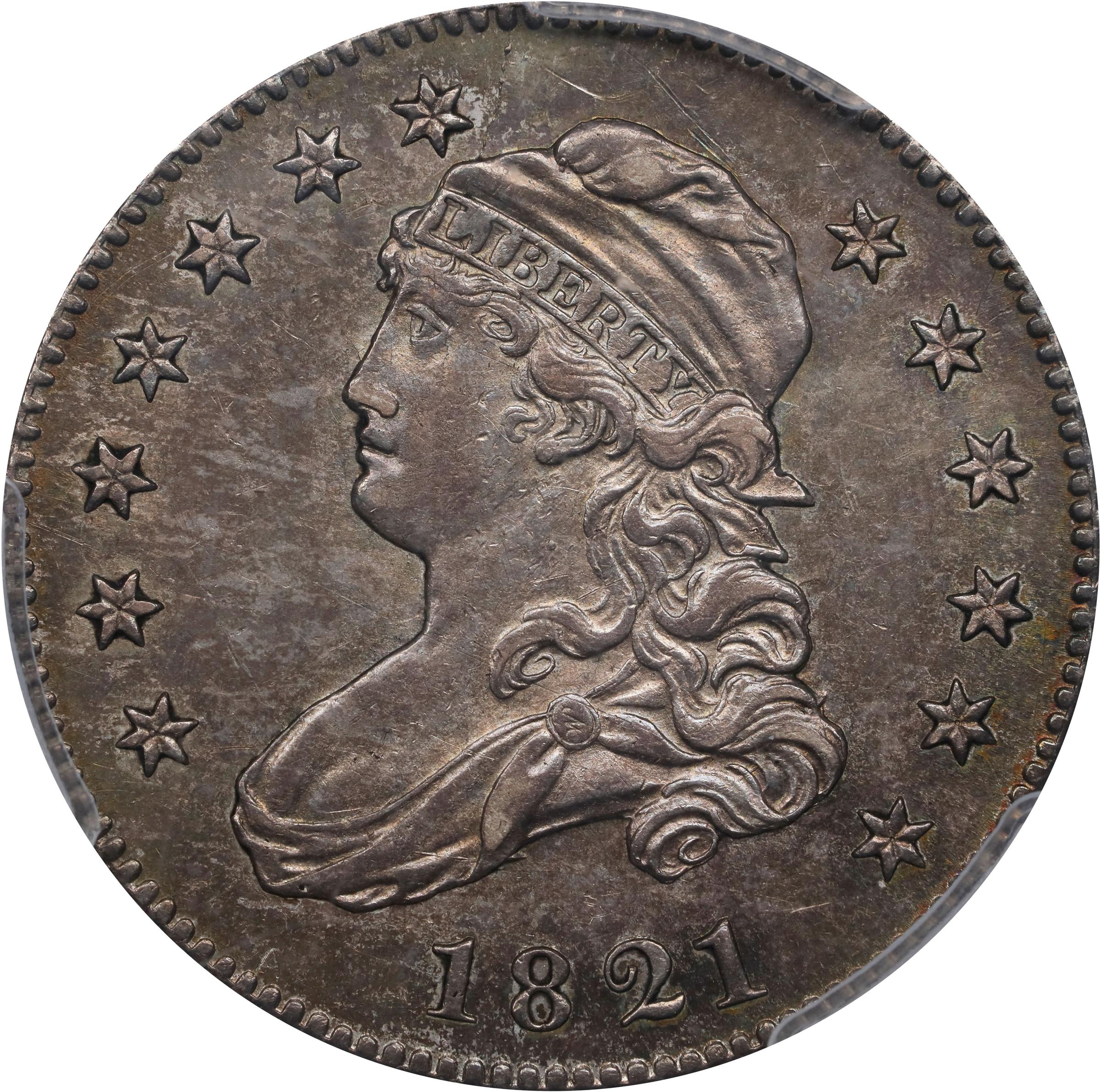 image for: 1821 Capped Bust Quarter. B-1. Rarity-3. AU-55 (PCGS). CAC.