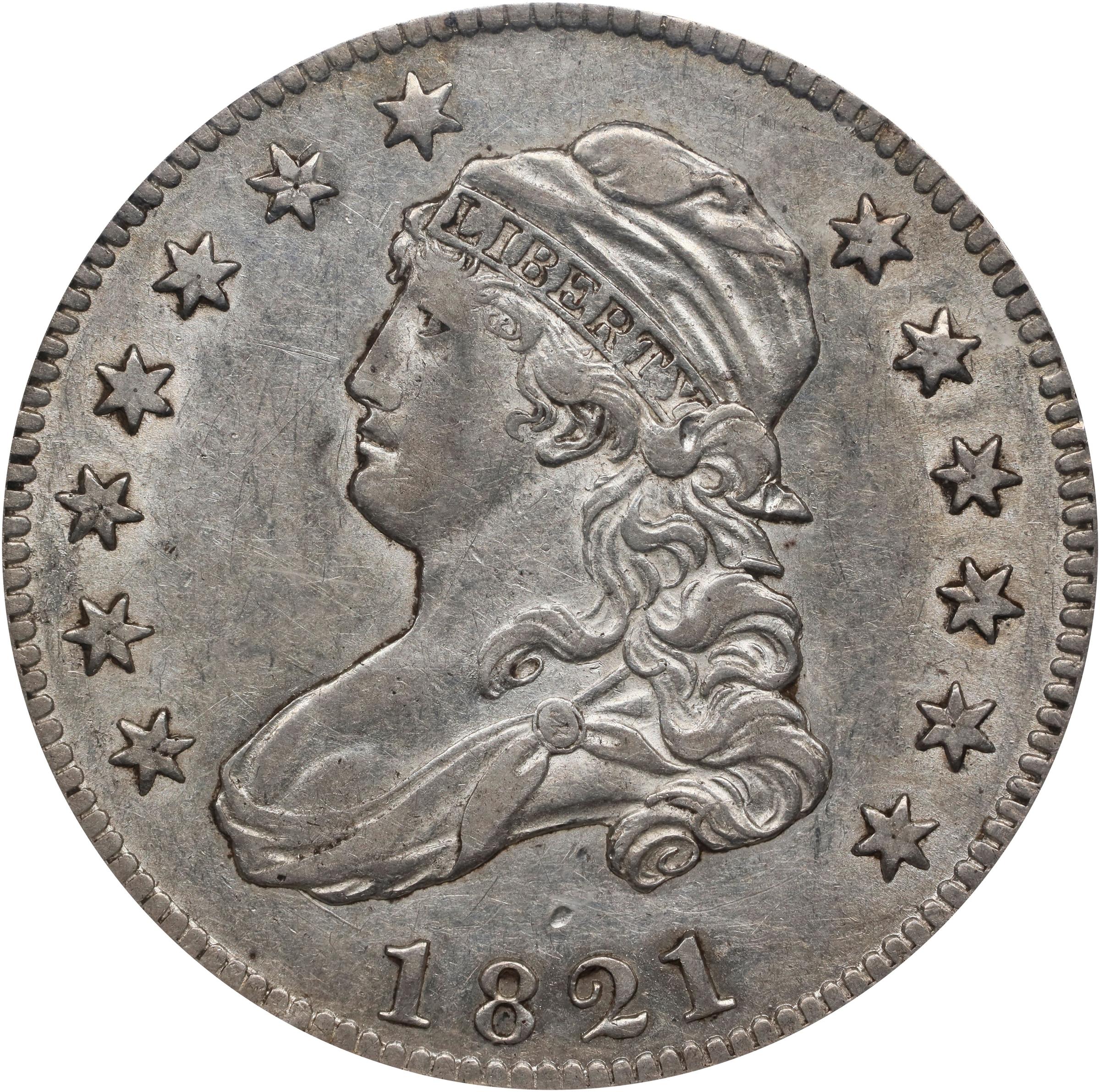 image for: 1821 Capped Bust Quarter. B-5. Rarity-4+. AU-55 (NGC).