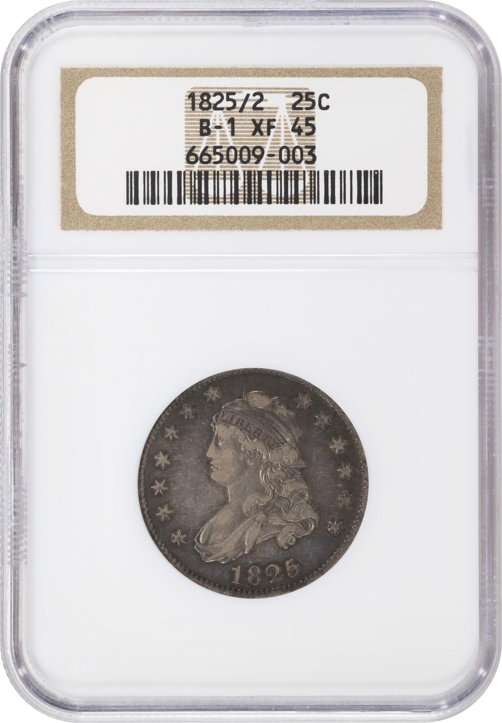 image for: 1825/4/2 Capped Bust Quarter. B-1. Rarity-5. EF-45 (NGC).
