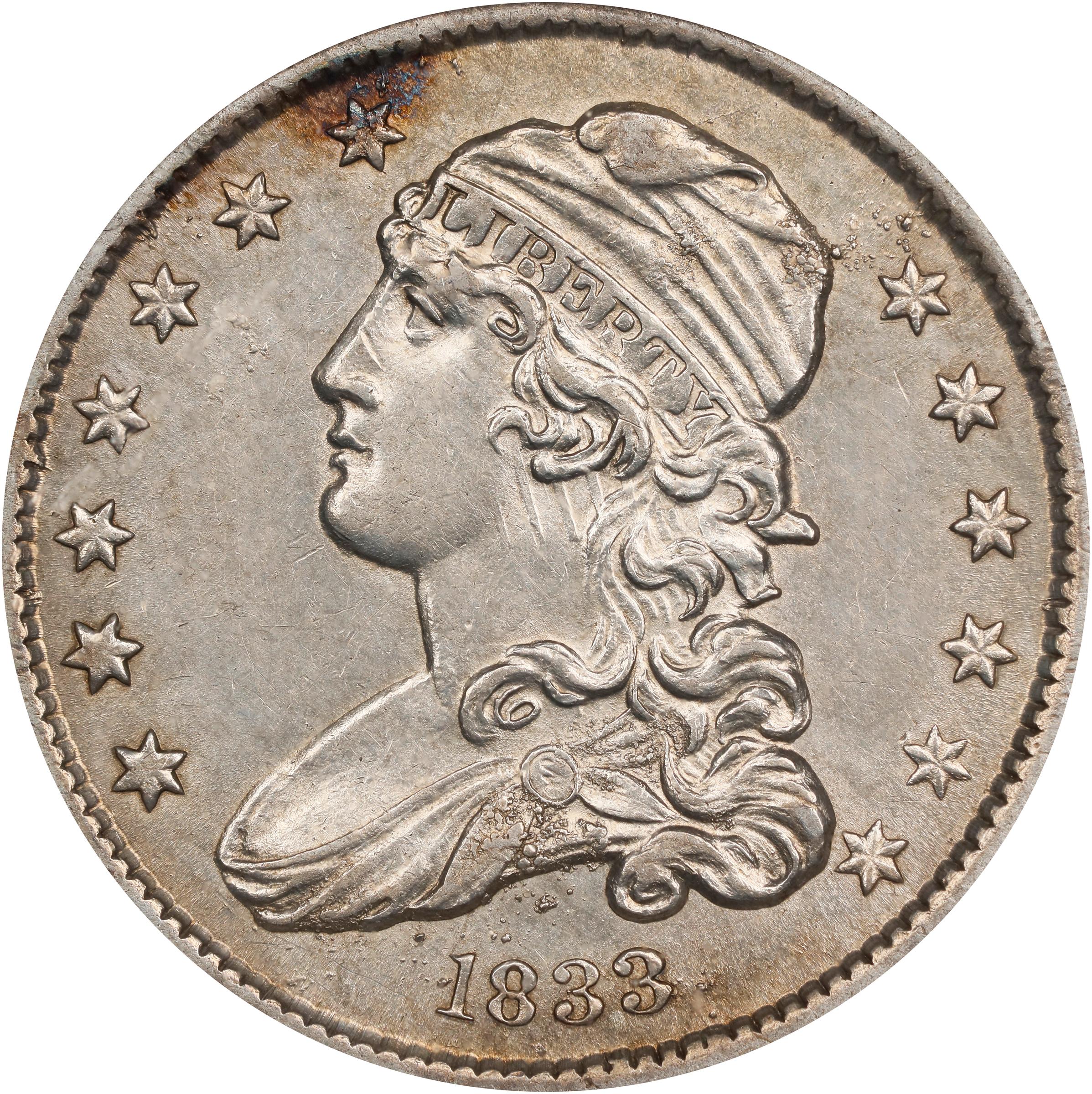 image for: 1833 Capped Bust Quarter. B-2, FS-901. Rarity-2. O/F in OF. AU-55 (ANACS).