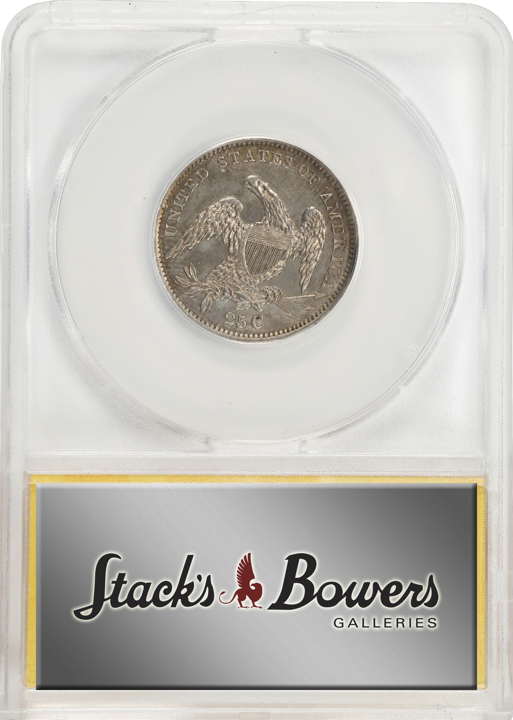 image for: 1833 Capped Bust Quarter. B-2, FS-901. Rarity-2. O/F in OF. AU-55 (ANACS).