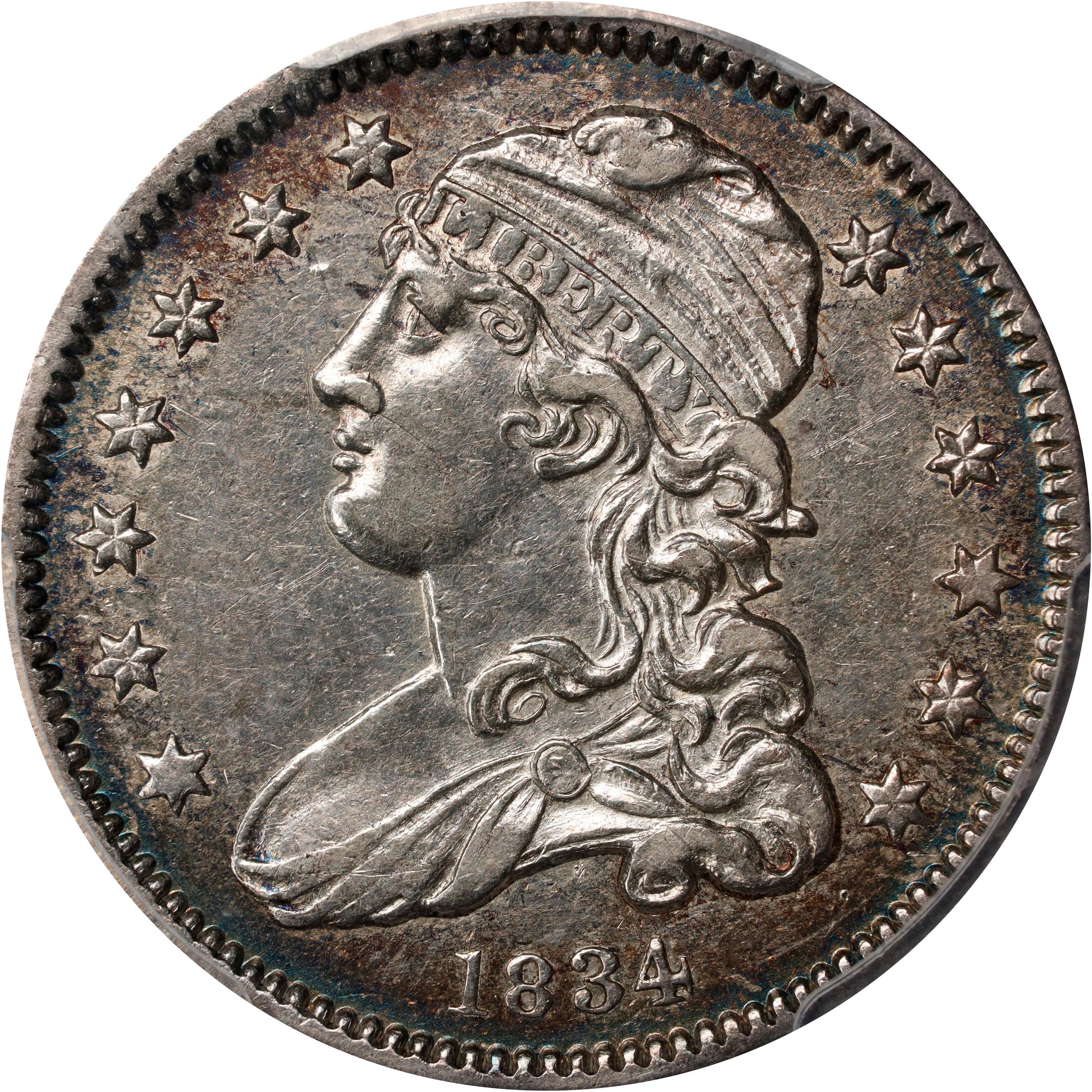 1834 Capped Bust Quarter. B-4. Rarity-1. AU-53 (PCGS).