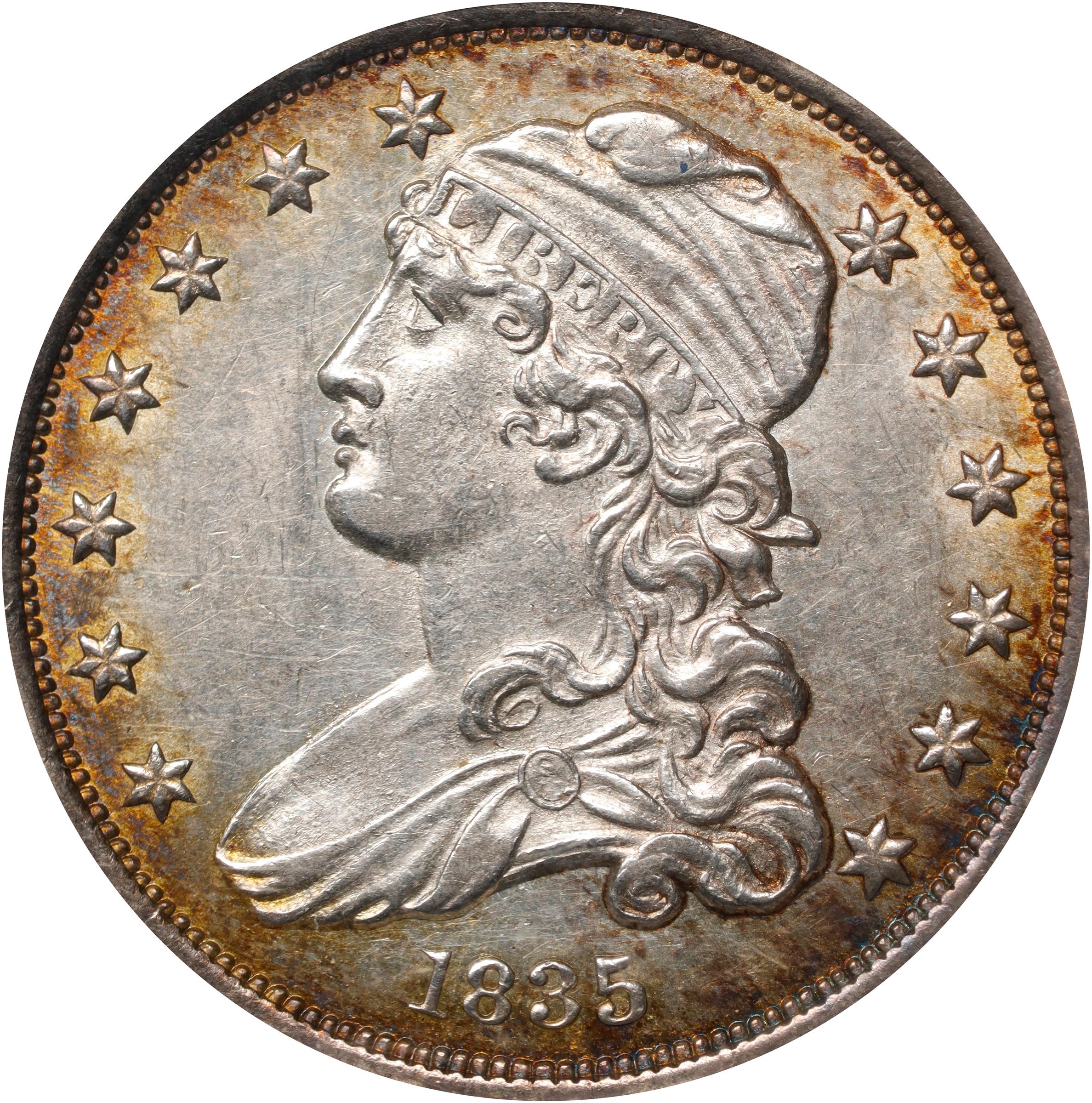 image for: 1835 Capped Bust Quarter. B-6. Rarity-2. AU-58 (NGC).