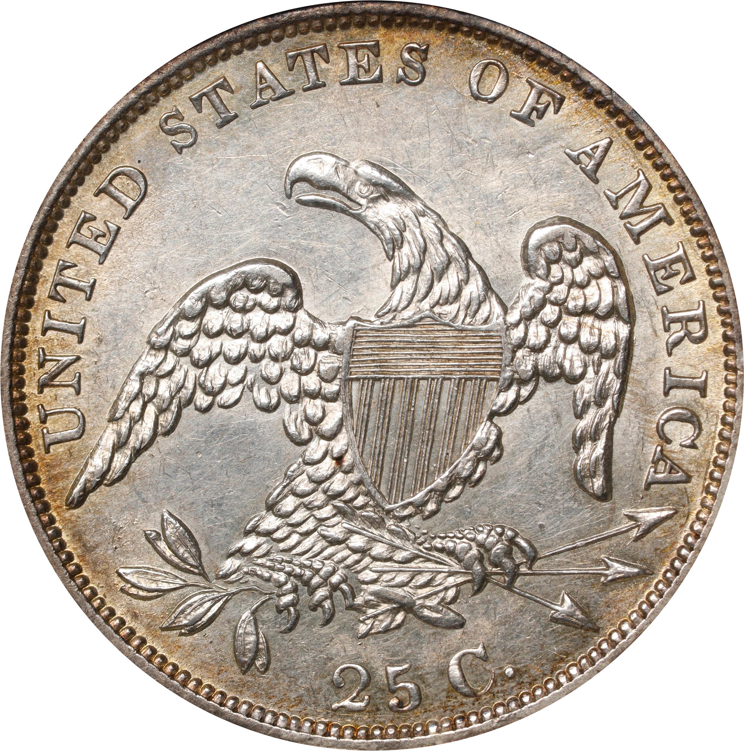 image for: 1835 Capped Bust Quarter. B-6. Rarity-2. AU-58 (NGC).