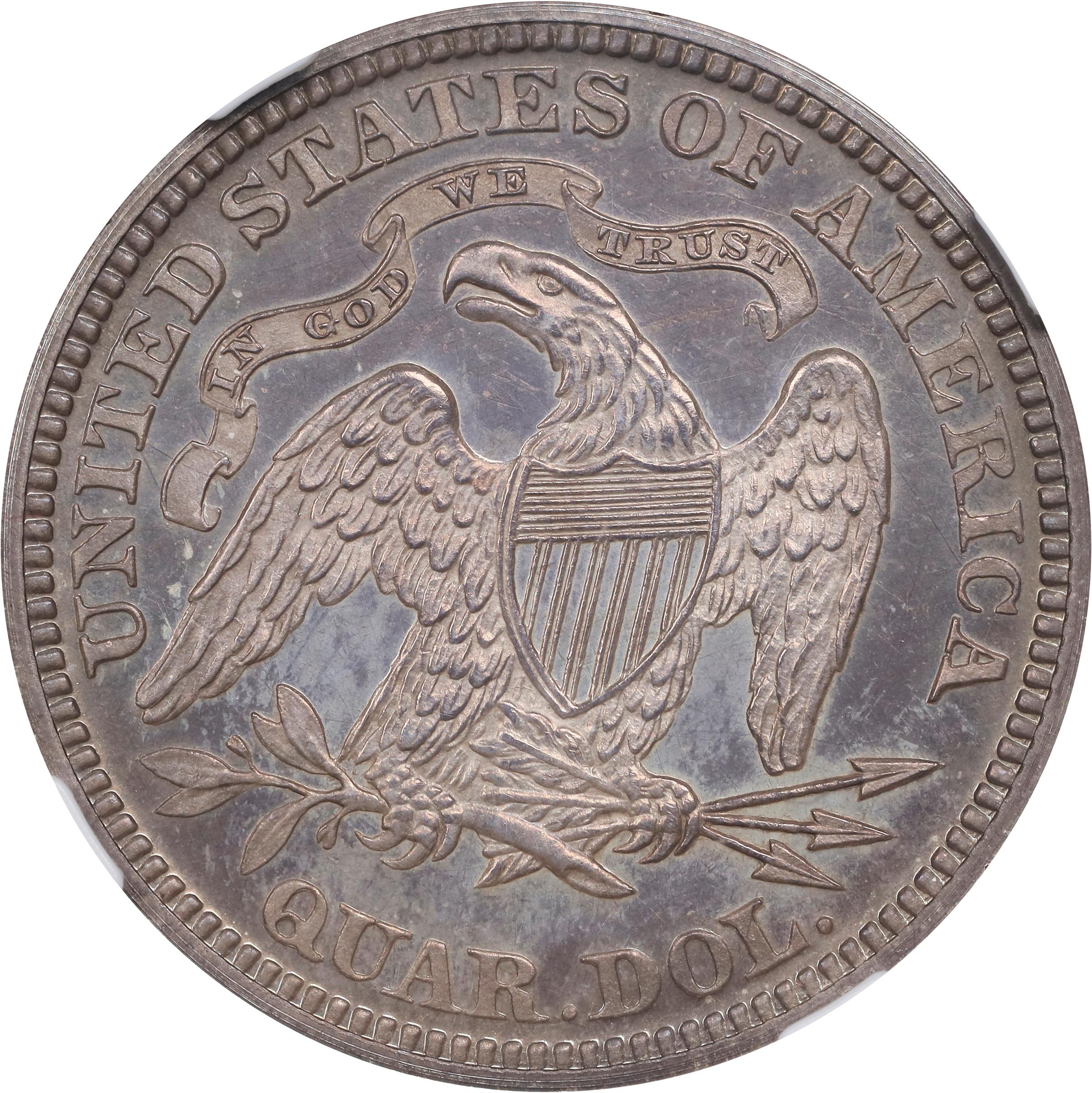 image for: 1866 Liberty Seated Quarter. Motto. Proof-65 (NGC). CAC.