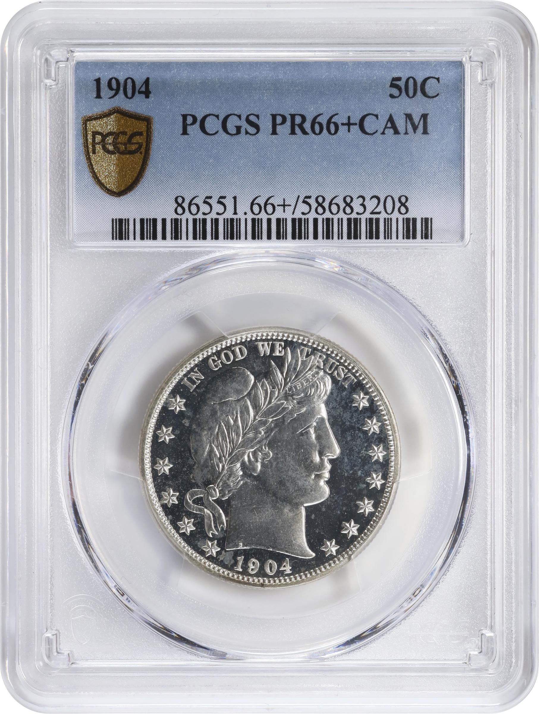 image for: 1904 Barber Half Dollar. Proof-66+ Cameo (PCGS).