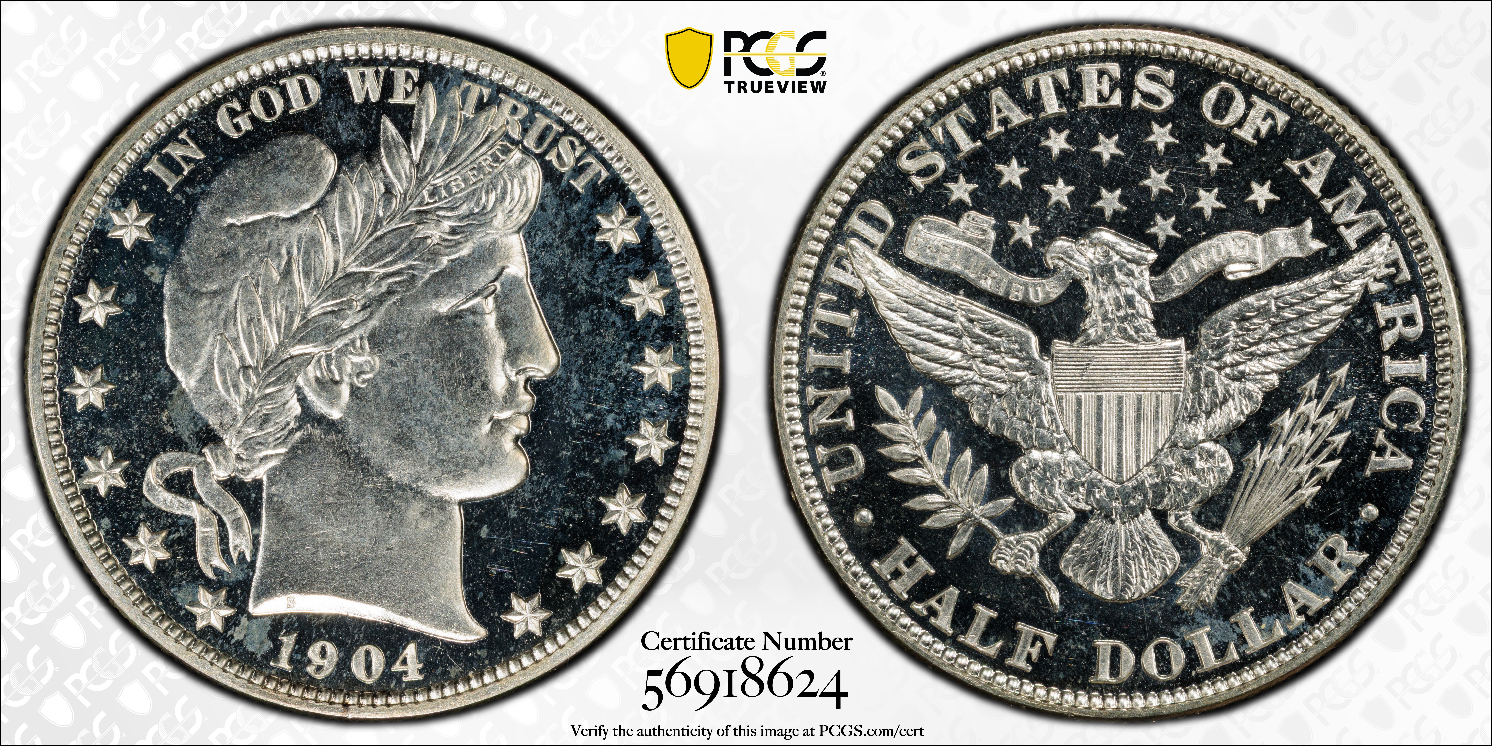 image for: 1904 Barber Half Dollar. Proof-66+ Cameo (PCGS).