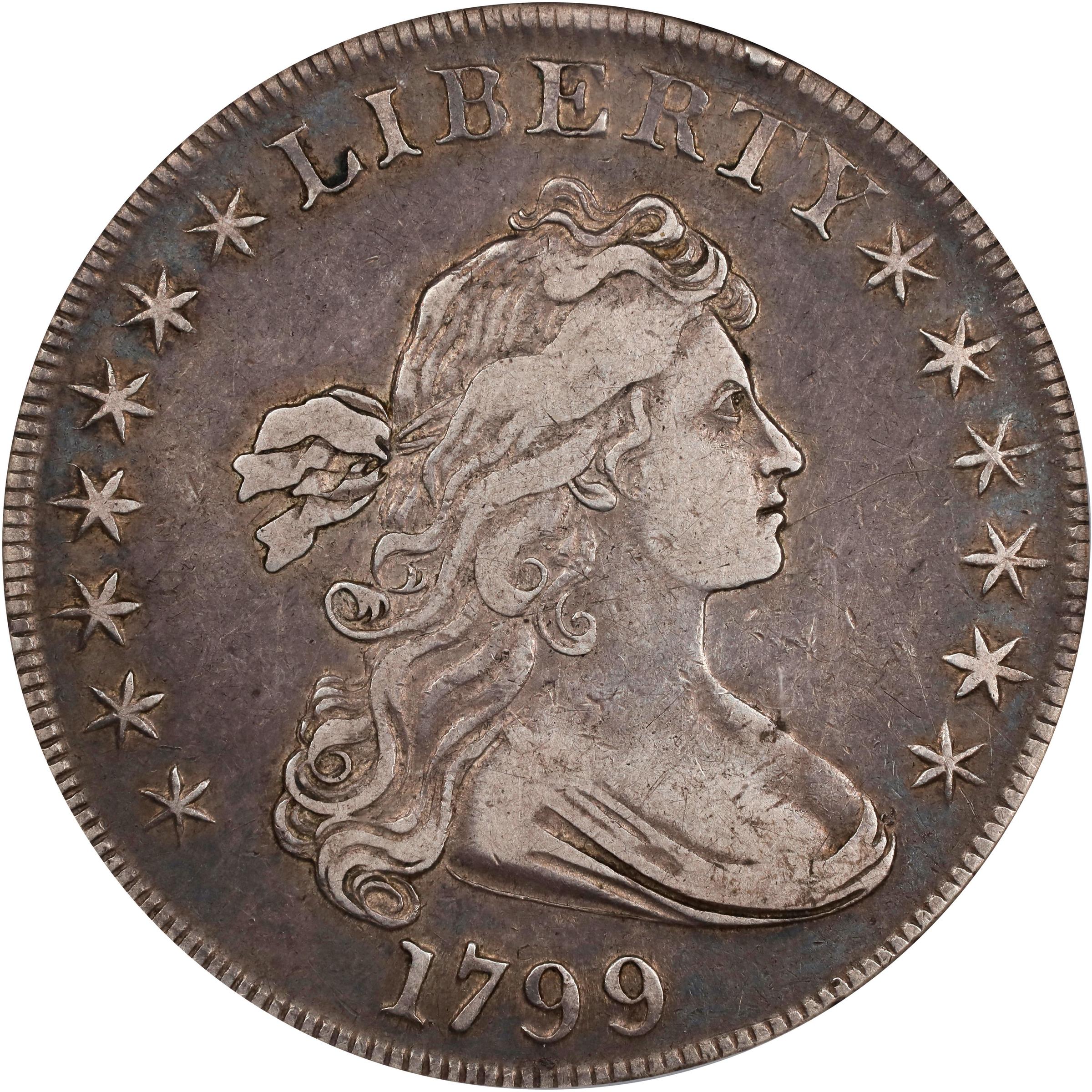 image for: 1799 Draped Bust Silver Dollar. BB-163, B-10. Rarity-2. VF-35 (NGC).