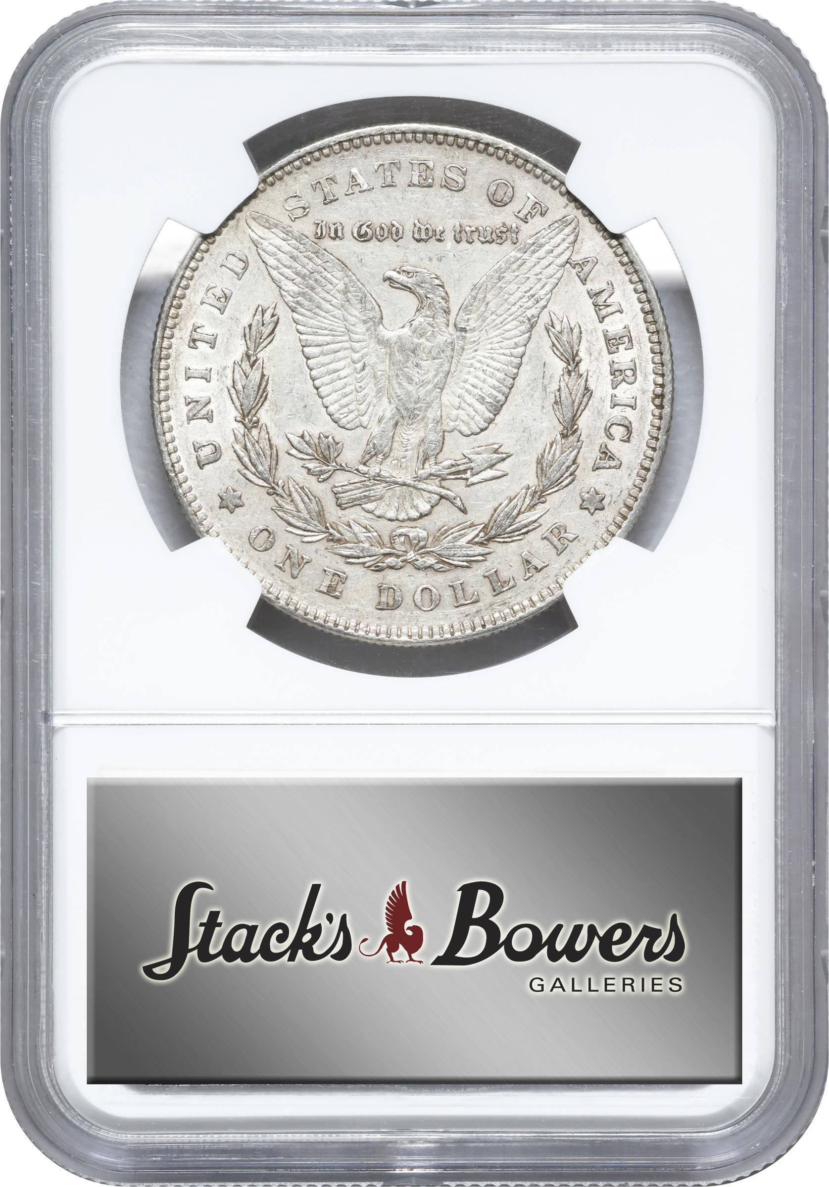 image for: 1878 Morgan Silver Dollar. 7 Tailfeathers. Reverse of 1878. VAM-123, Hit List 40. Spiked Eye. AU-53 (NGC).
