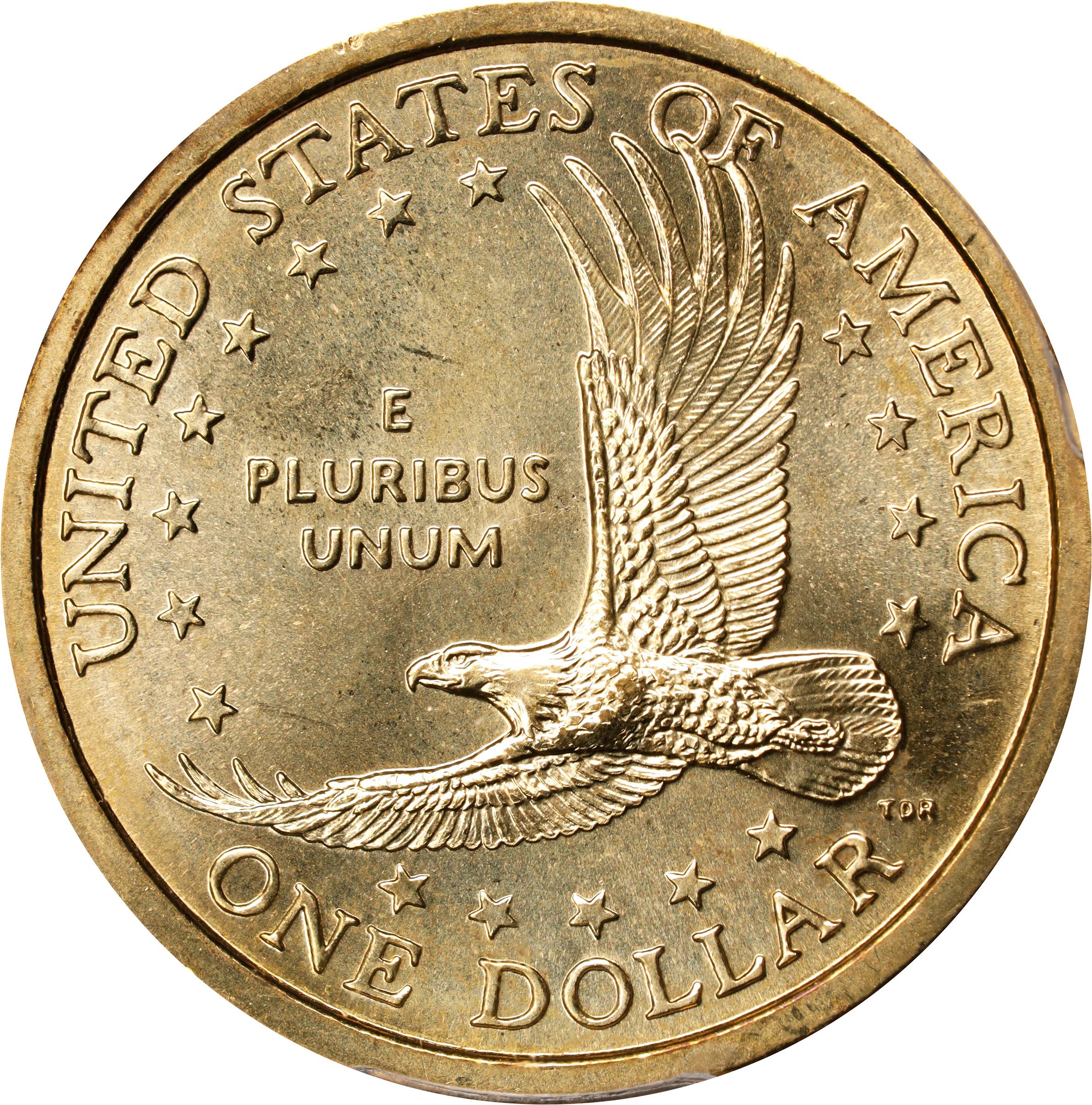 image for: 2000-P Sacagawea "Cheerios" Dollar. FS-902. Boldly Detailed Tail Feathers. MS-67 (PCGS). Sculptor-Engraver of the U.S. Mint, Ret. Thomas D. Rogers, Sr. Signature.