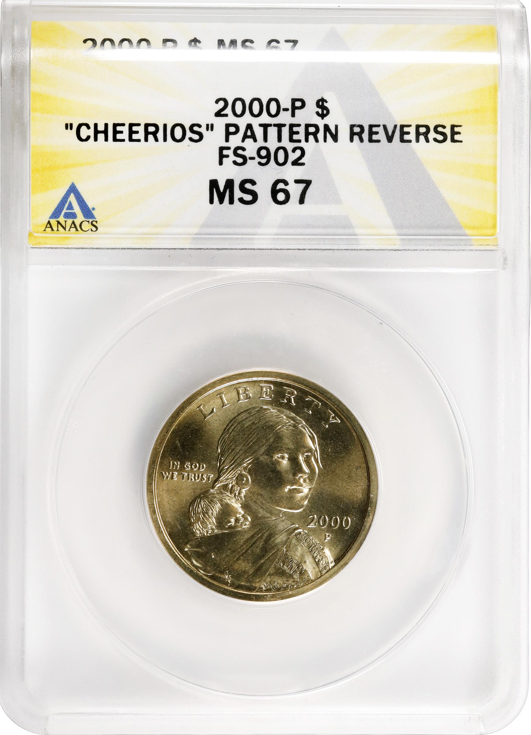 image for: 2000-P Sacagawea "Cheerios" Dollar. FS-902. Boldly Detailed Tail Feathers. MS-67 (ANACS).