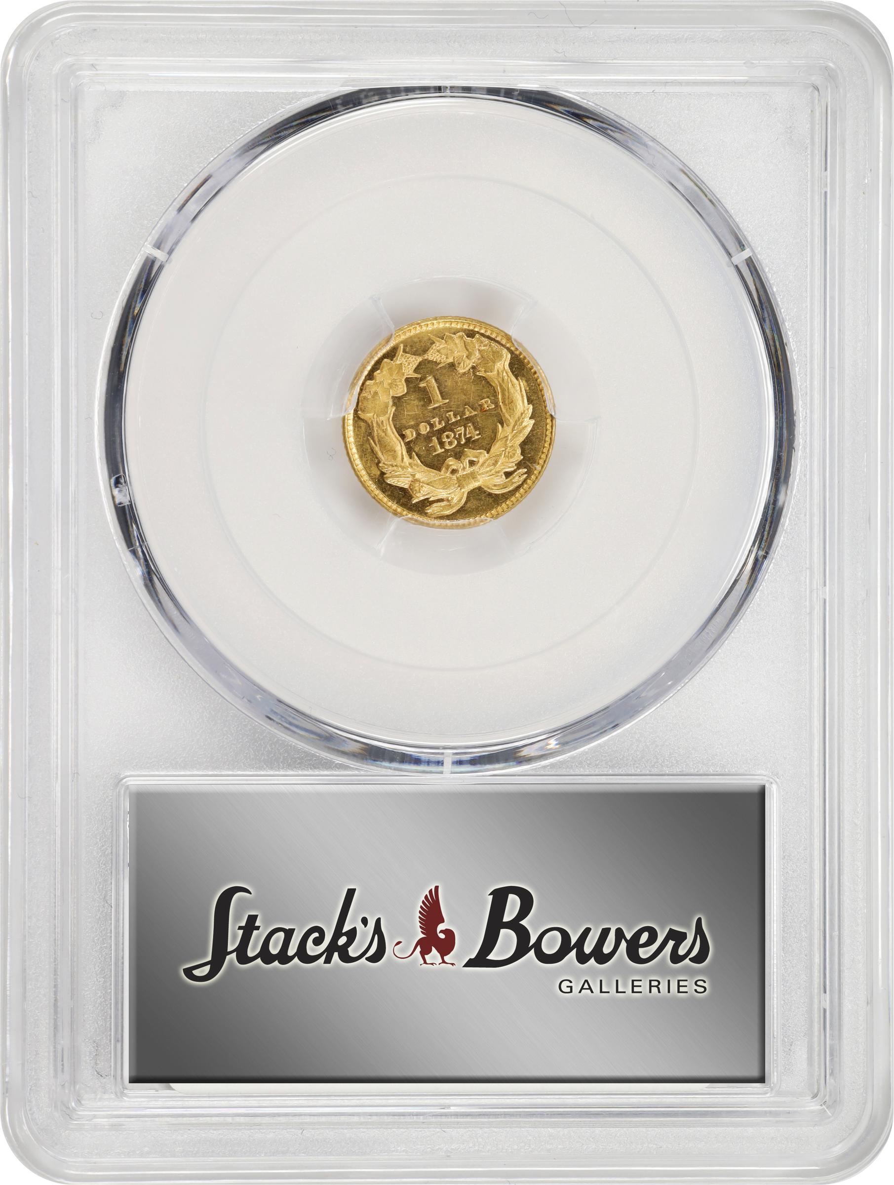 image for: 1874 Gold Dollar. MS-62 PL (PCGS).