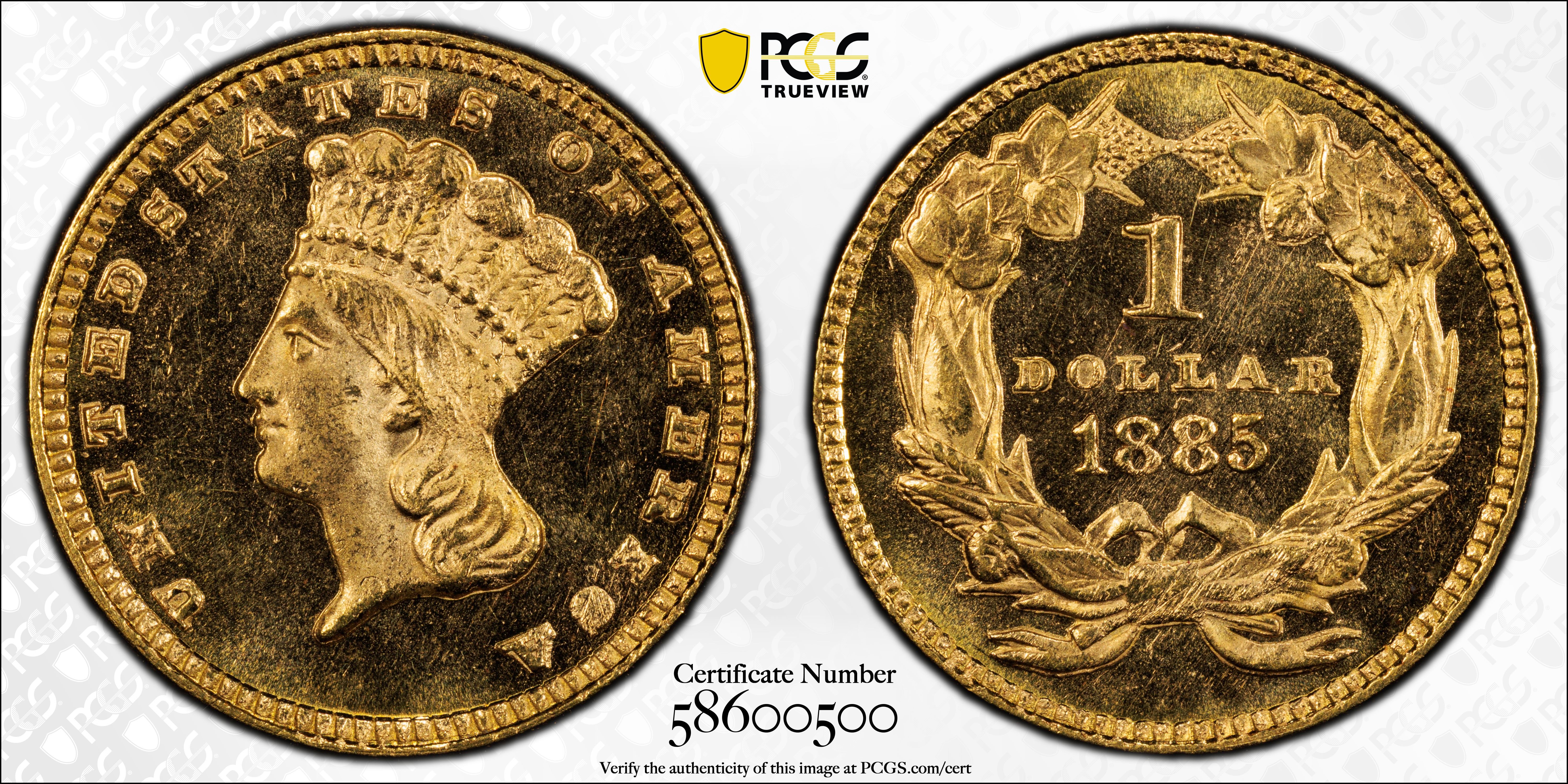 image for: 1885 Gold Dollar. MS-66 PL (PCGS). CAC.