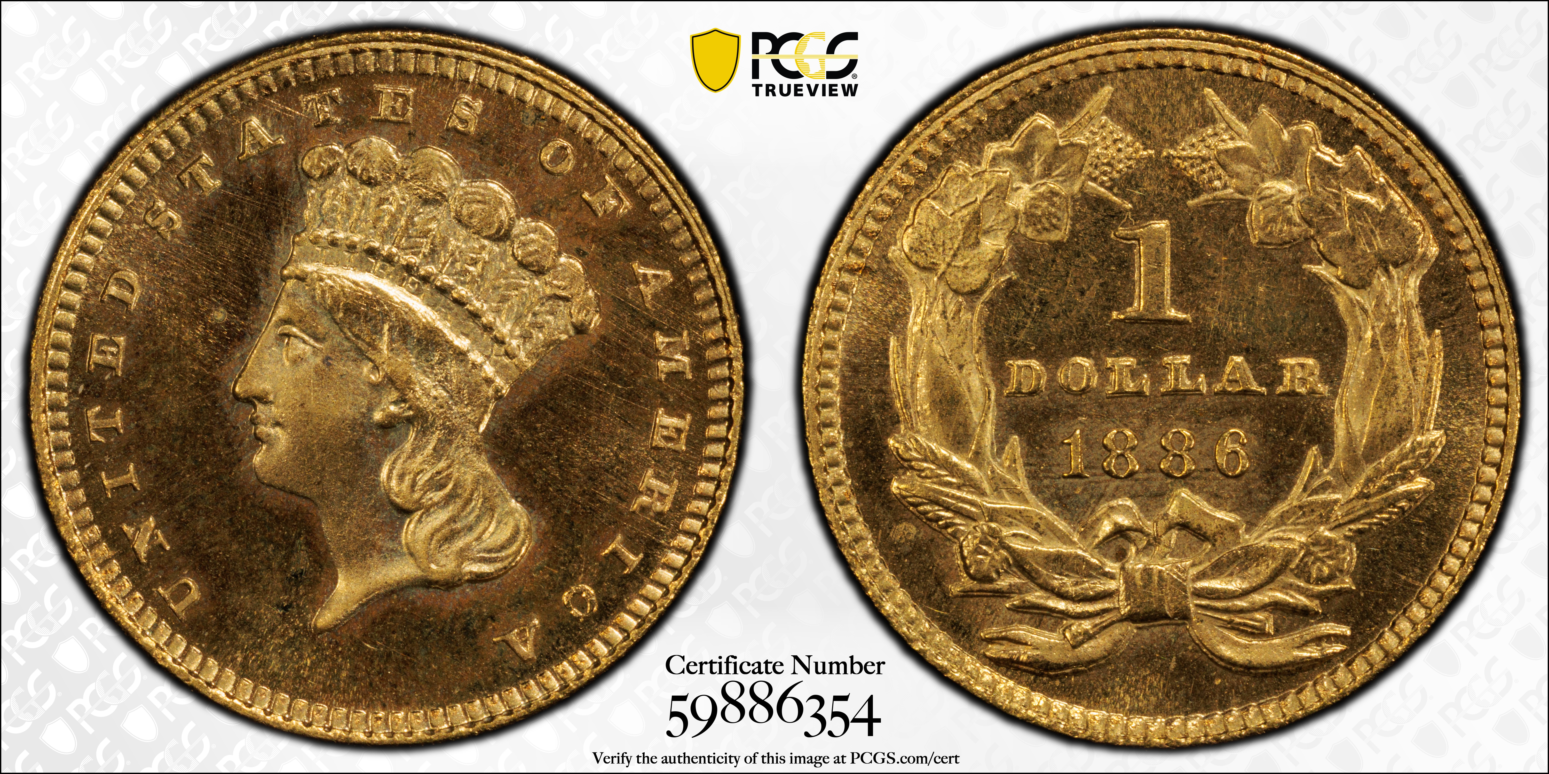 image for: 1886 Gold Dollar. MS-66 PL (PCGS). CAC.