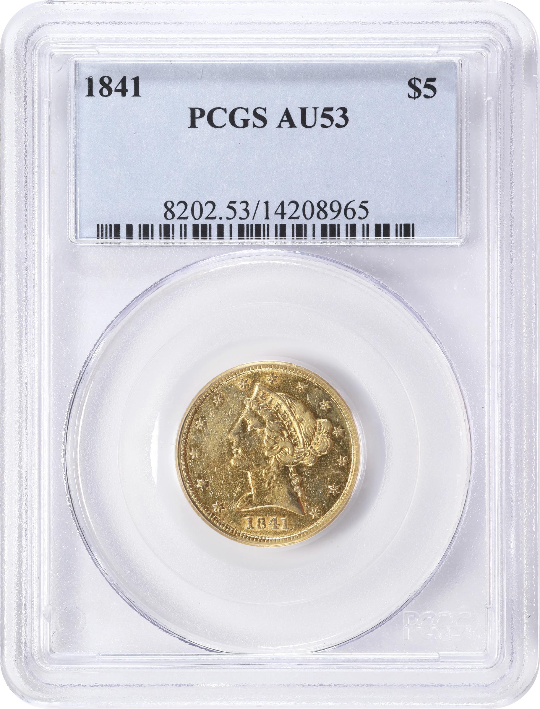 image for: 1841 Liberty Head Half Eagle. AU-53 (PCGS).