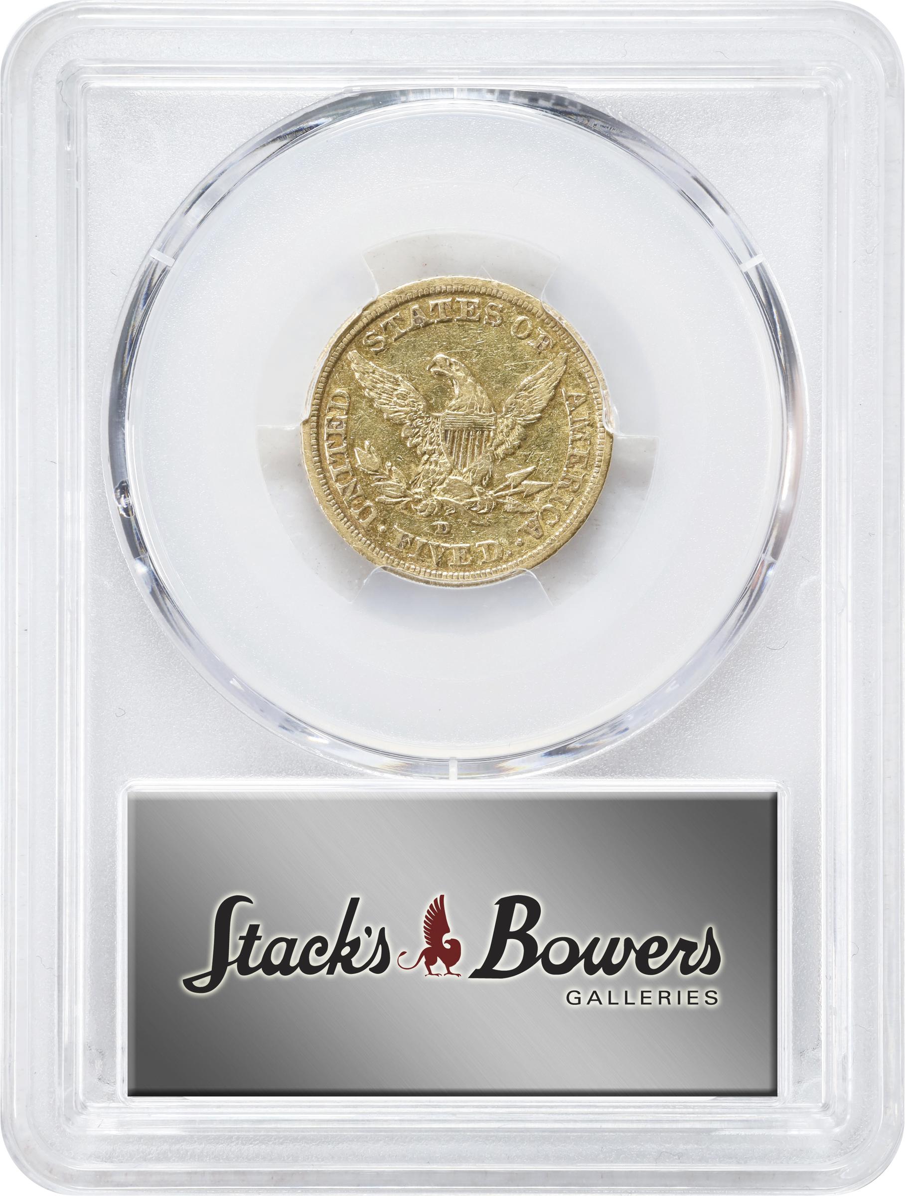 image for: 1843-D Liberty Head Half Eagle. Winter 9-F. Small D. EF-40 (PCGS).