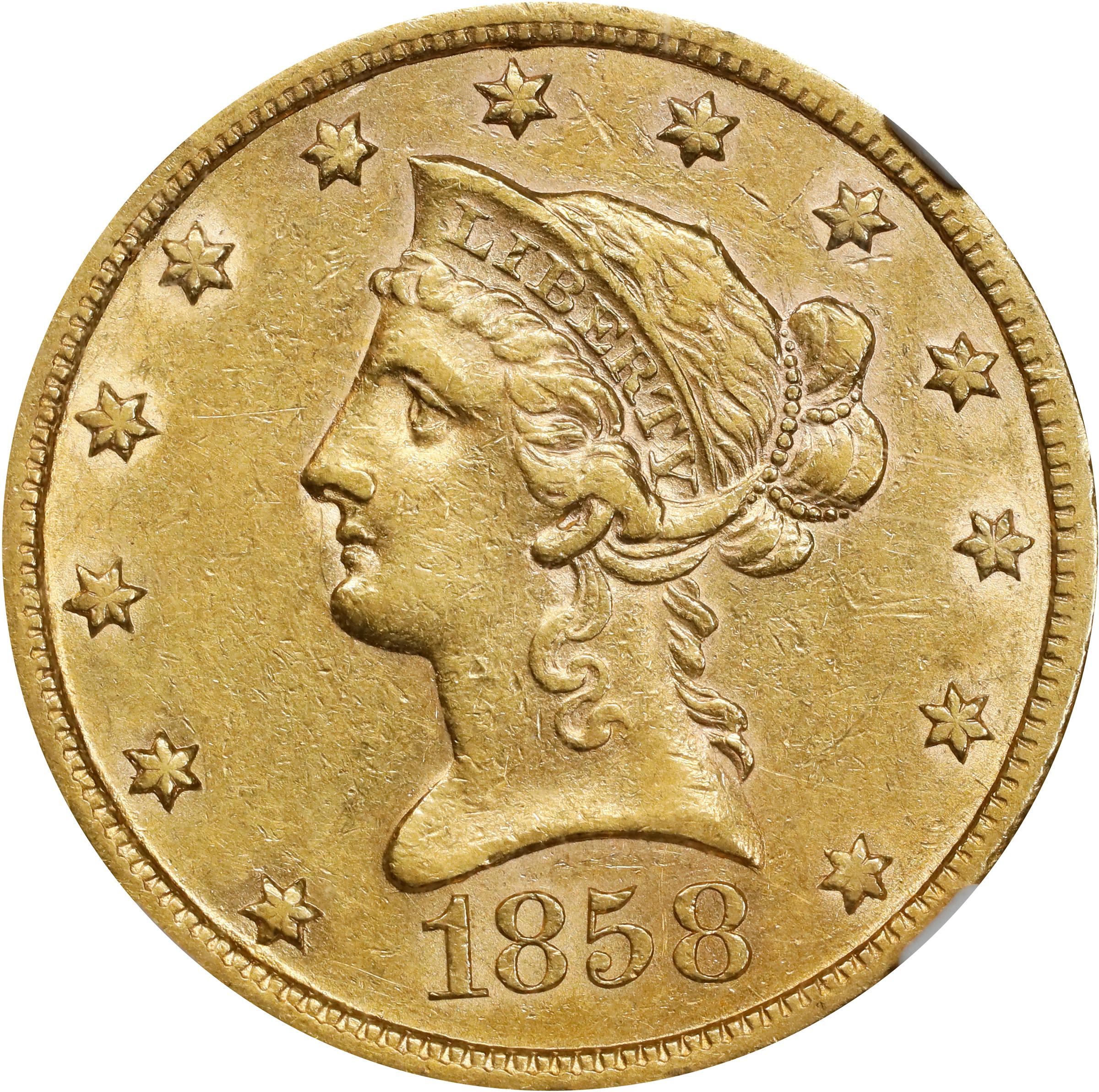 image for: 1858-S Liberty Head Eagle. AU-55 (NGC).