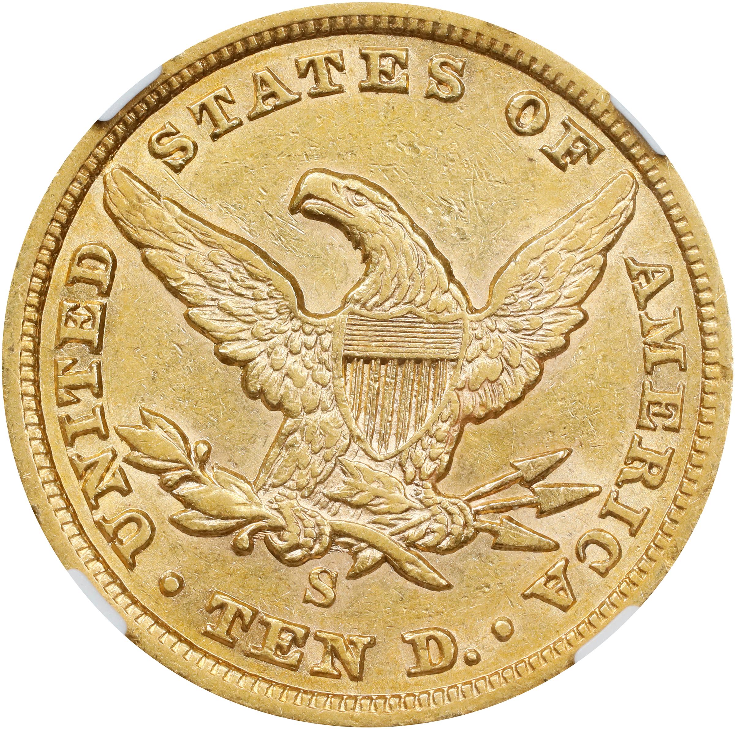 image for: 1858-S Liberty Head Eagle. AU-55 (NGC).