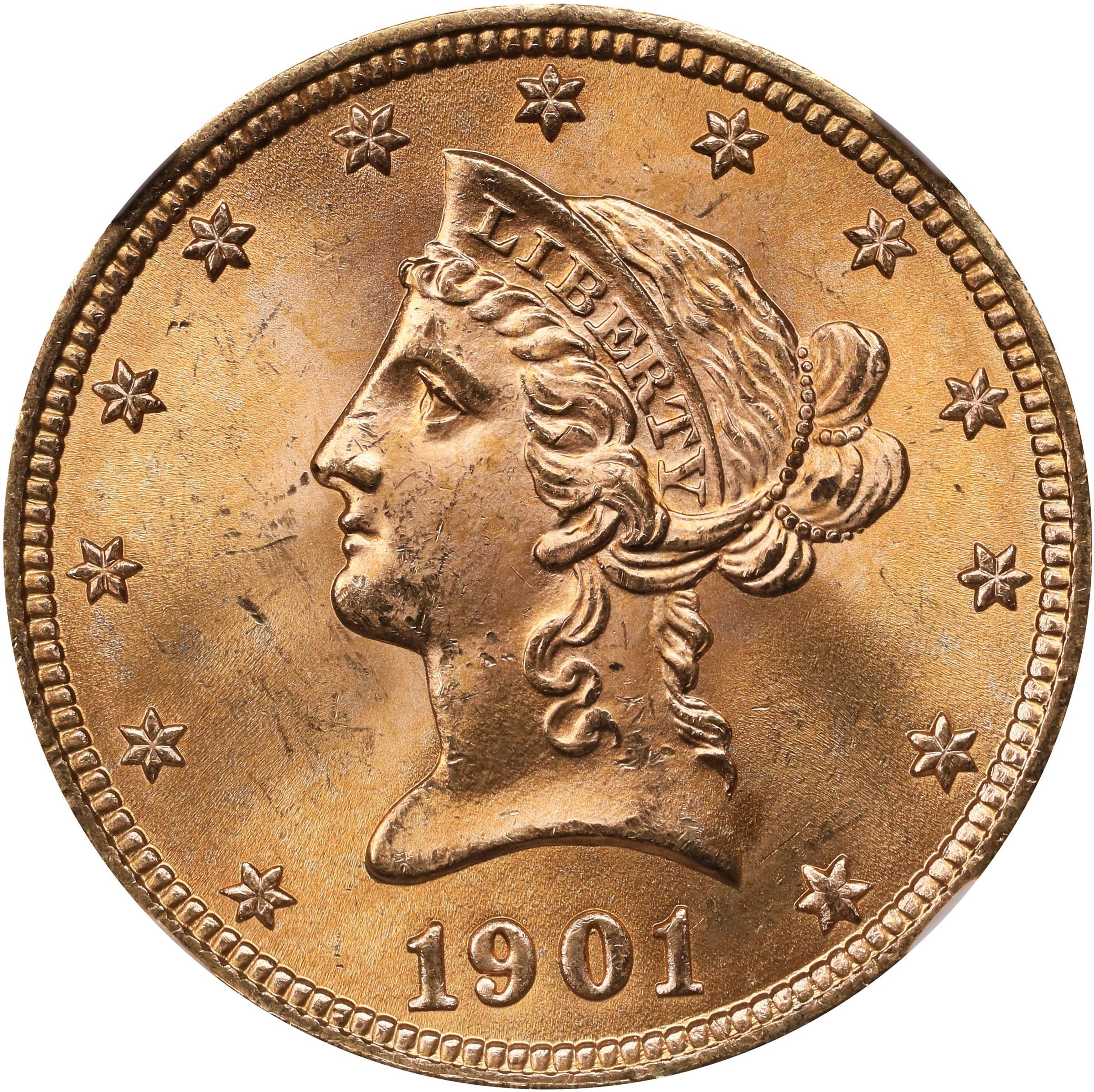 1901 Liberty Head Eagle. MS-66+ (NGC).