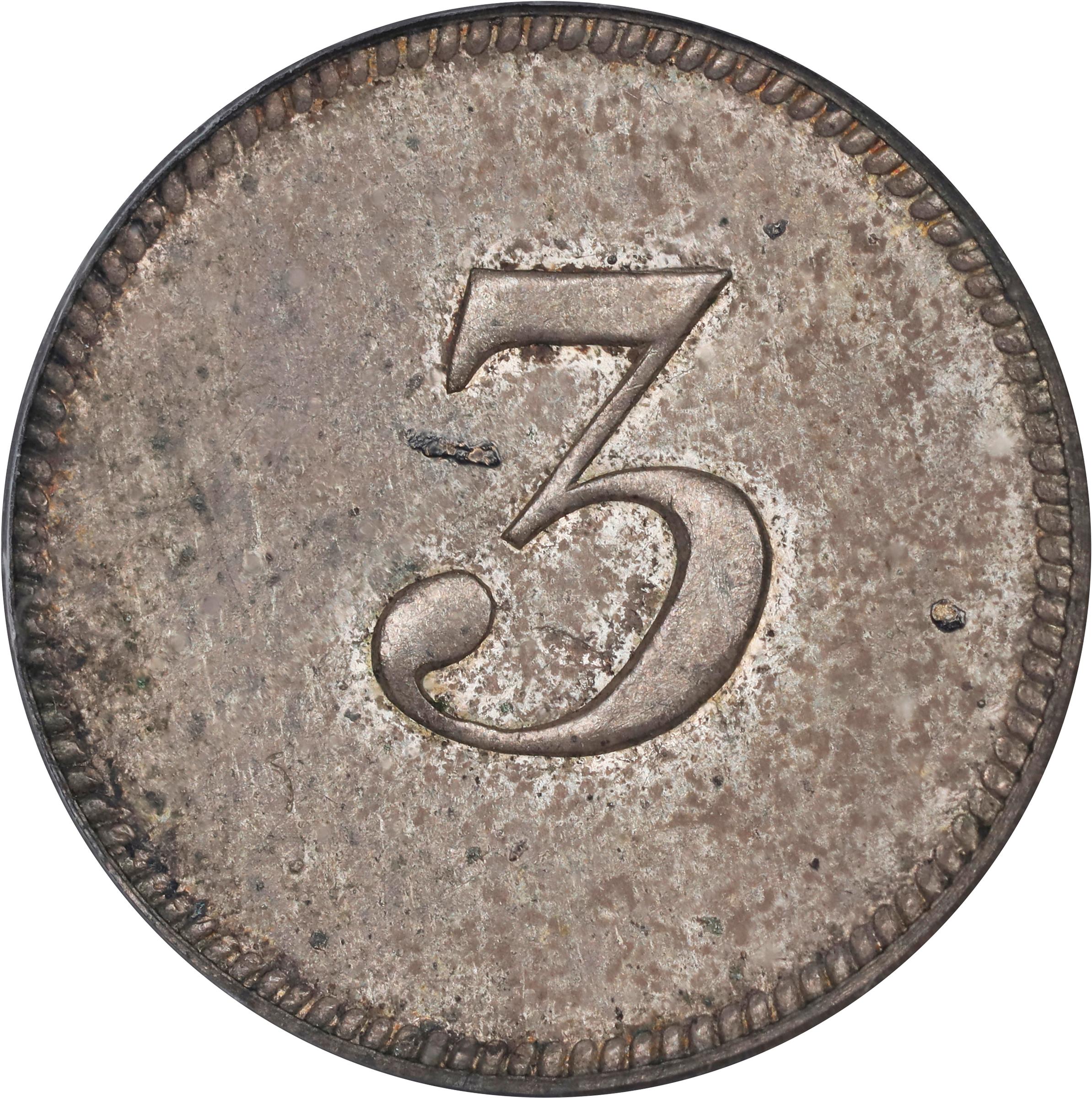 image for: 1849 Pattern Liberty Seated Trime. Judd-111 Original, Pollock-125. Rarity-7-. Silver-Copper Alloy. Reeded Edge. Proof-60 (PCGS). CAC.