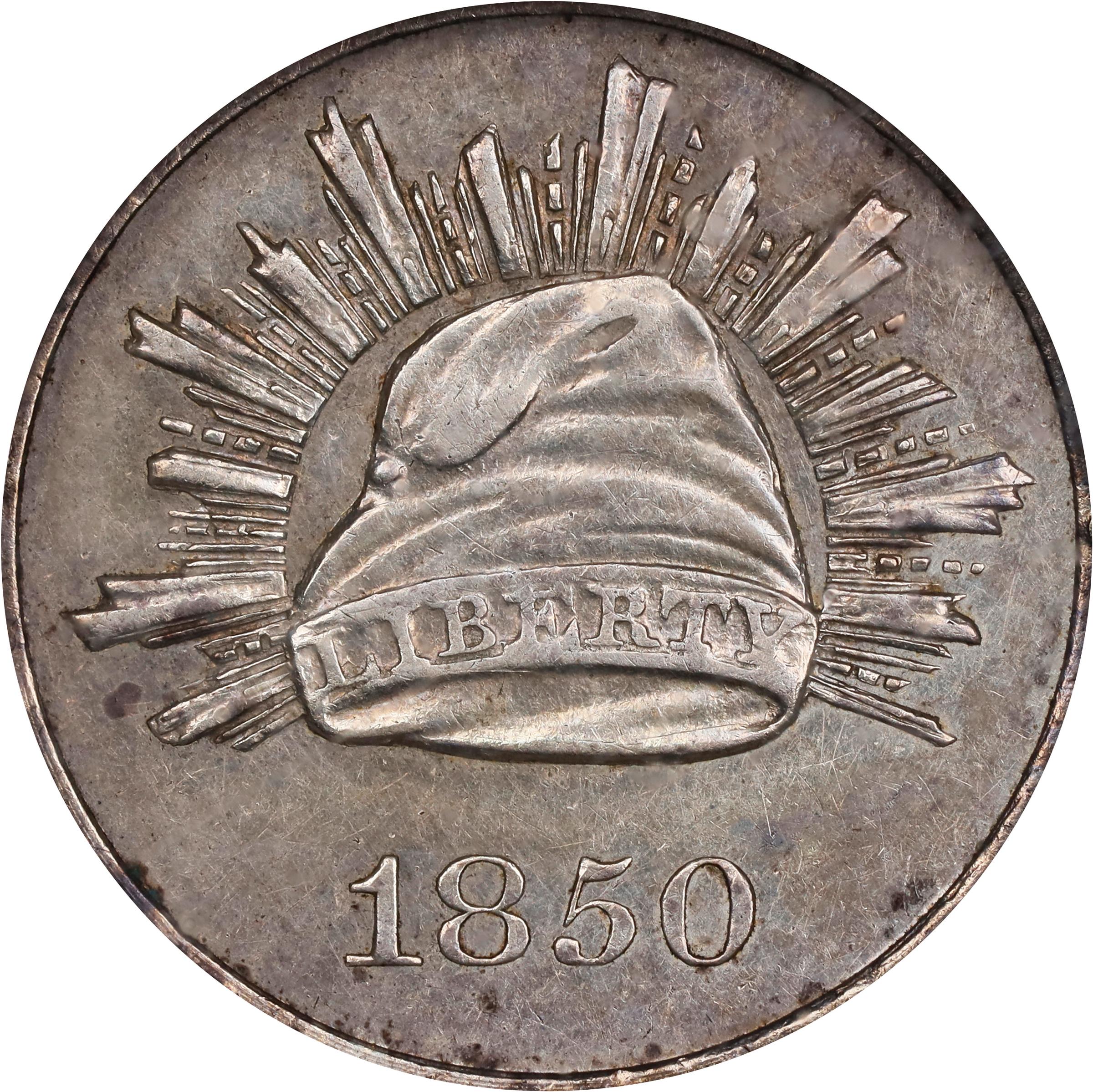 image for: 1850 Pattern Trime. Judd-125, Pollock-147. Rarity-4. Silver. Plain Edge. Proof-61 (NGC).