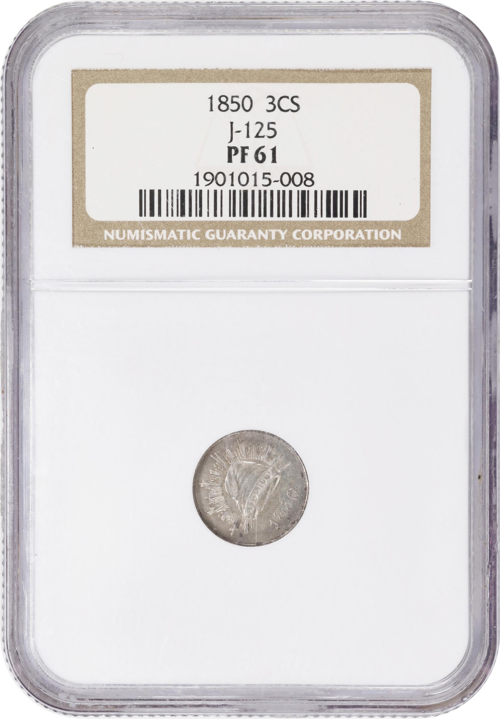 image for: 1850 Pattern Trime. Judd-125, Pollock-147. Rarity-4. Silver. Plain Edge. Proof-61 (NGC).