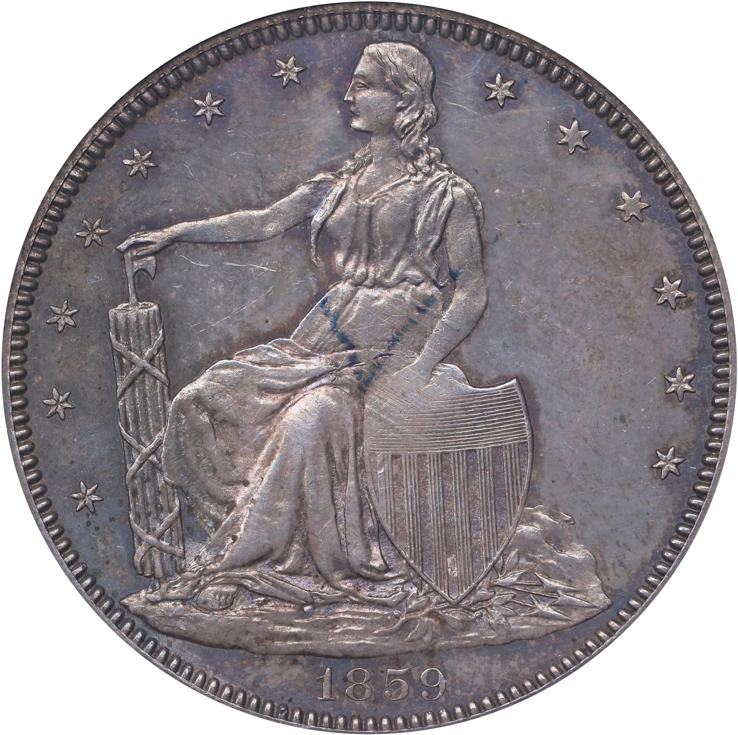 image for: 1859 Pattern Half Dollar. Judd-235, Pollock-284. Rarity-5. Silver. Reeded Edge. Proof-61 (PCGS). CAC.
