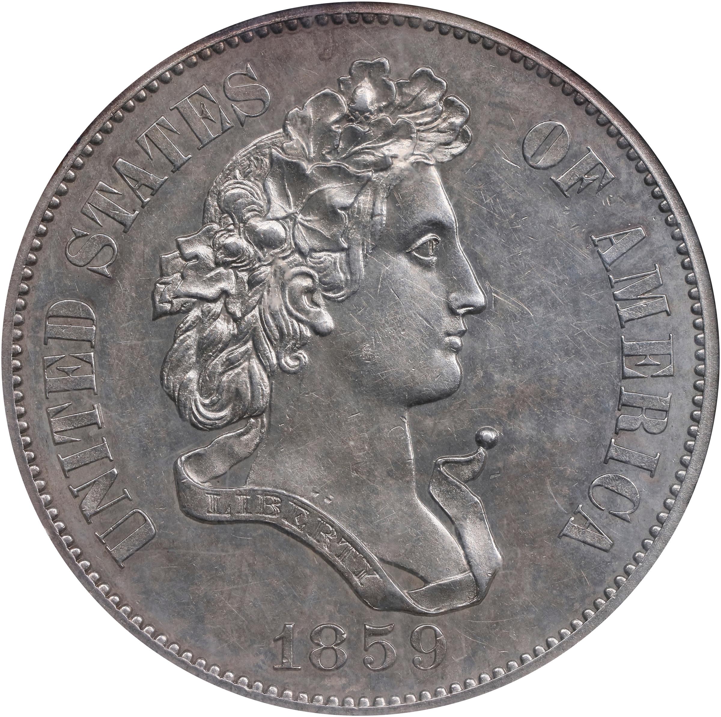 image for: 1859 Pattern Half Dollar. Judd-237, Pollock-293. Rarity-4. Silver. Reeded Edge. Proof-62 (NGC).