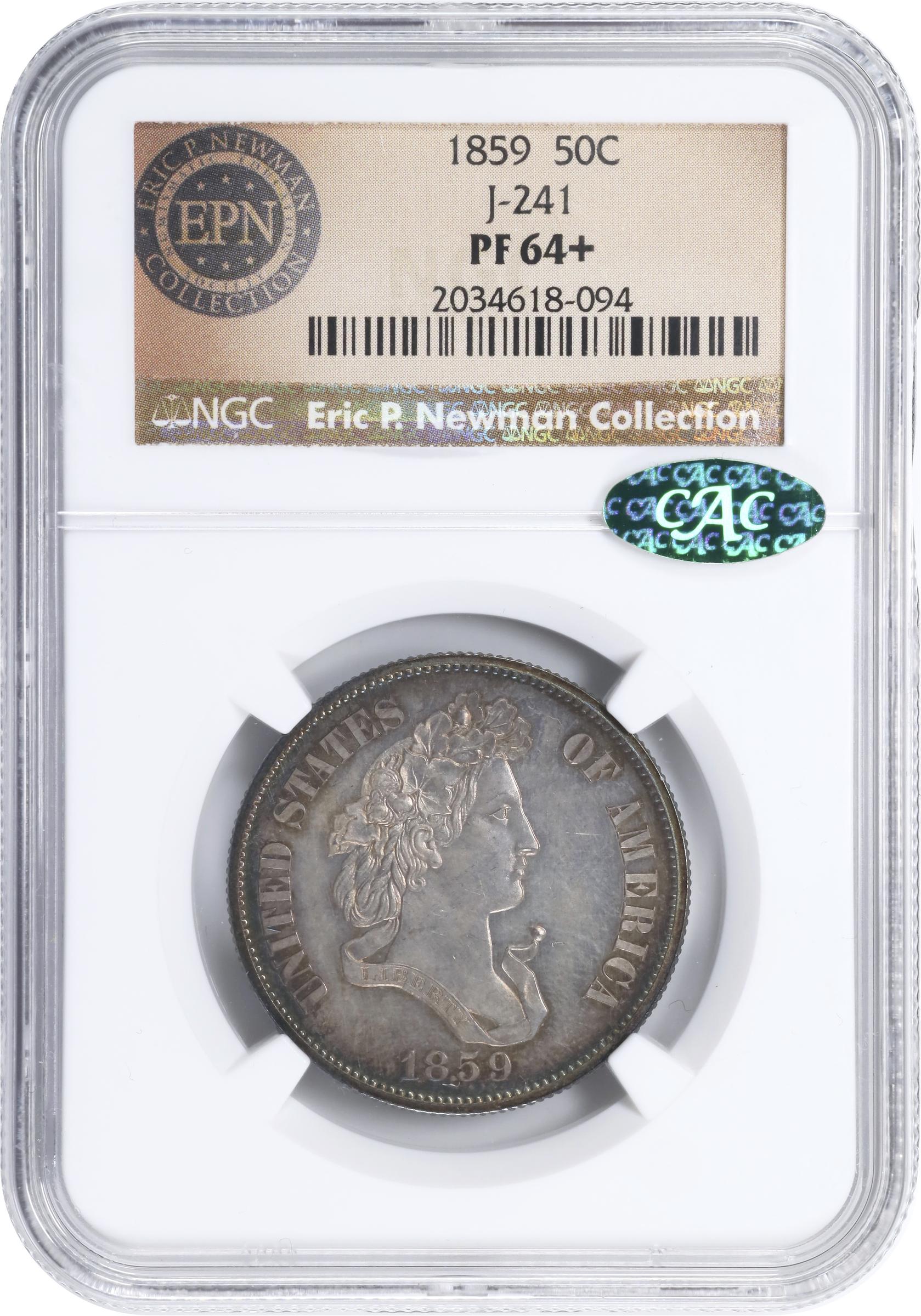 image for: 1859 Pattern Half Dollar. Judd-241, Pollock-297. Rarity-4. Silver. Reeded Edge. Proof-64+ (NGC). CAC.