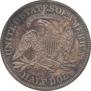 image for: 1862 Pattern Liberty Seated Half Dollar. Judd-293, Pollock-351. Rarity-5. Silver. Reeded Edge. Proof-65 (NGC).