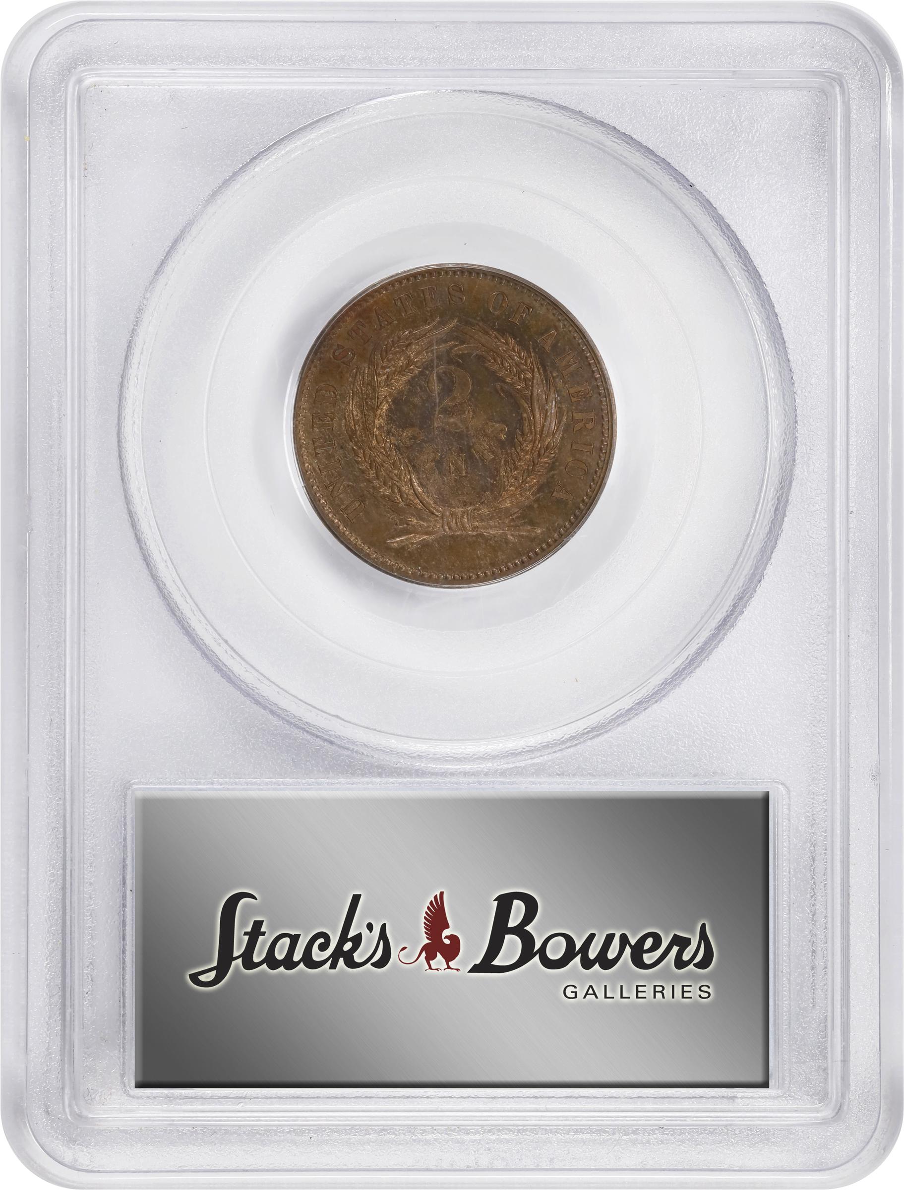 image for: 1863 Pattern Washington Two-Cent Piece. Judd-305, Pollock-370, Musante GW-670, Baker-37. Rarity-4. Copper. Plain Edge. Proof-64 RB (PCGS).