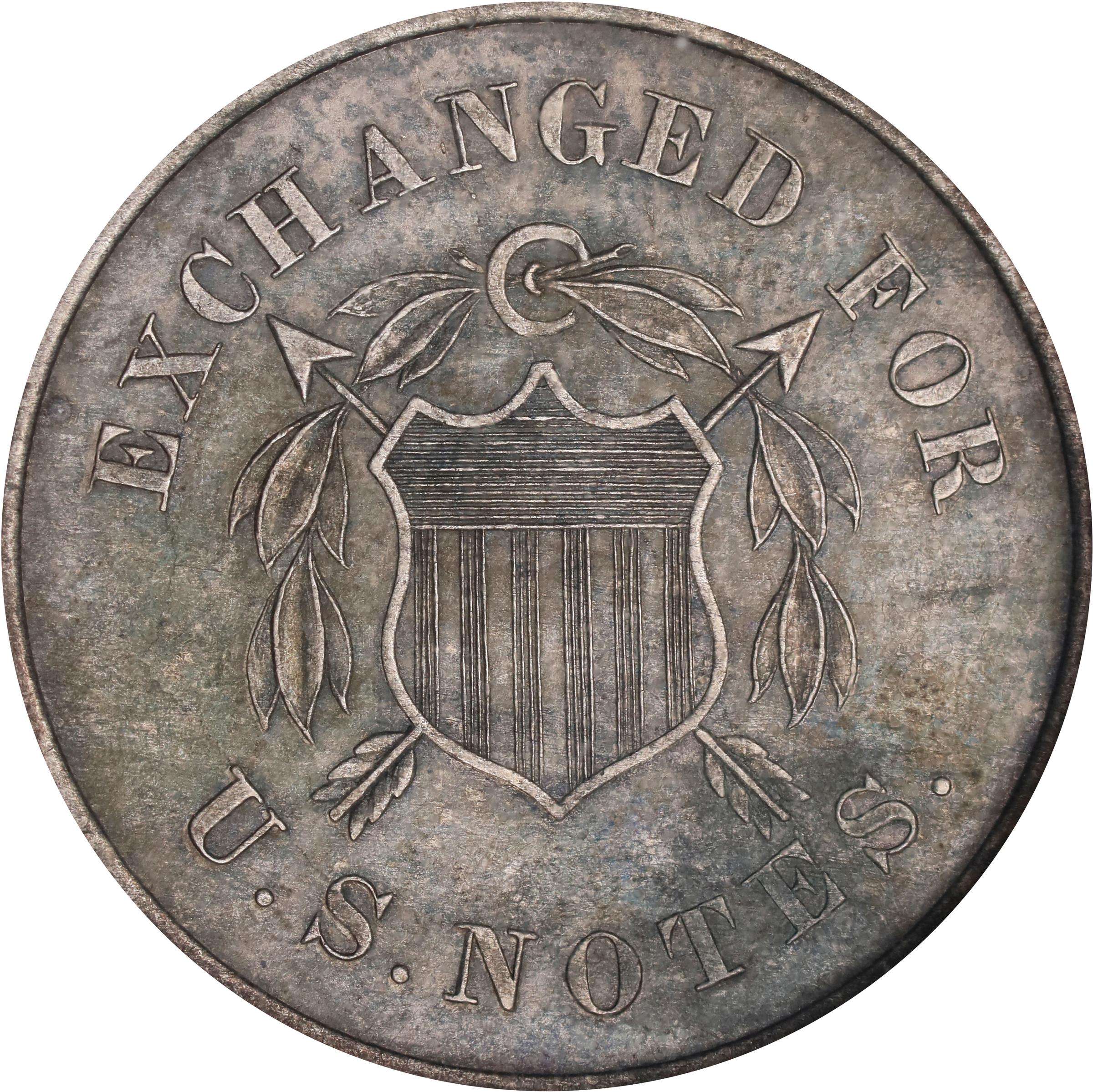 image for: 1863 Pattern Postage Currency Dime. Judd-326a, Pollock-394. Rarity-6+. Billon. Plain Edge. Proof-64 (NGC).