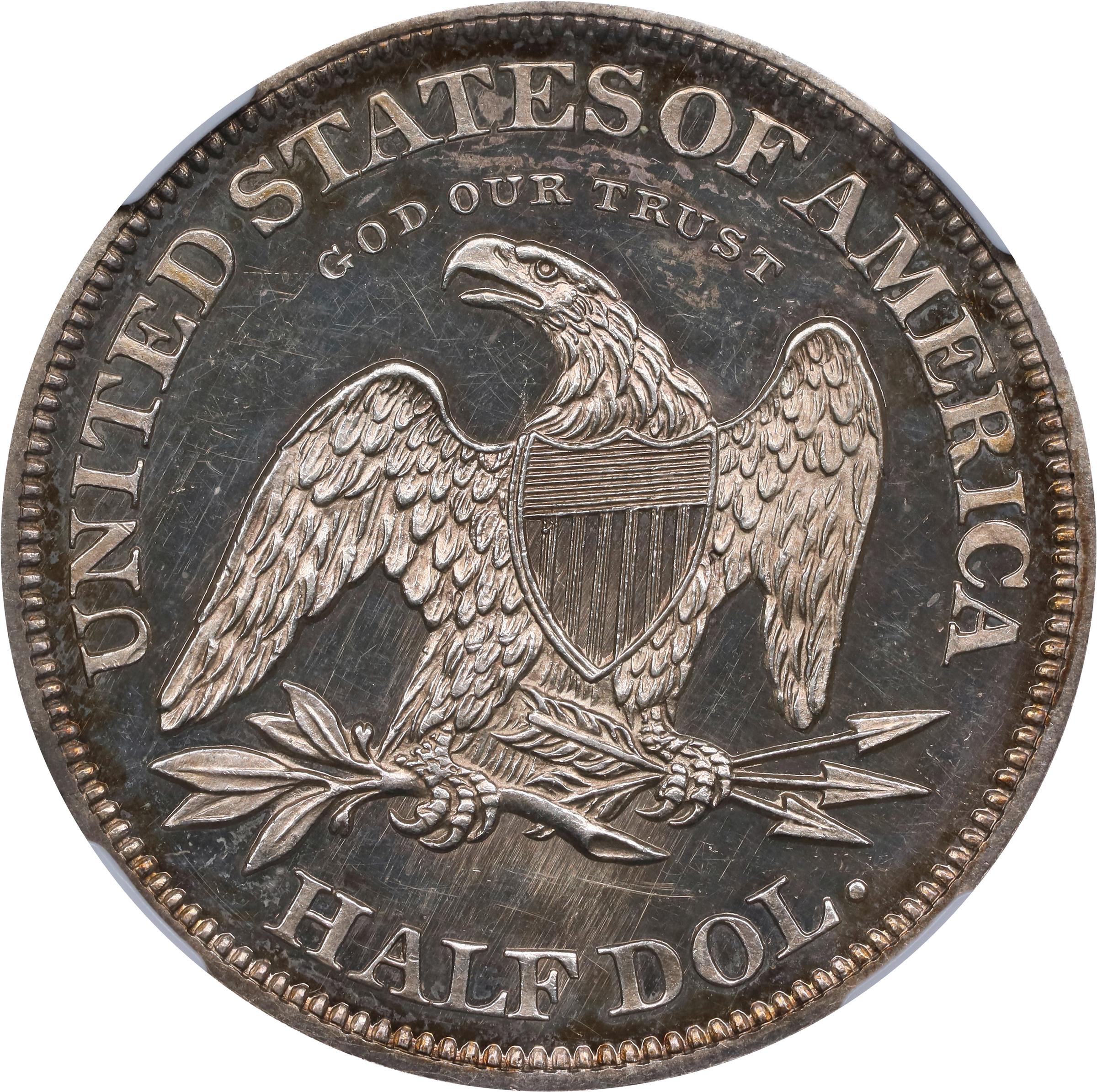 image for: 1863 Pattern Liberty Seated Half Dollar. Judd-340, Pollock-412. Rarity-6-. Silver. Reeded Edge. Proof-63 Cameo (NGC).