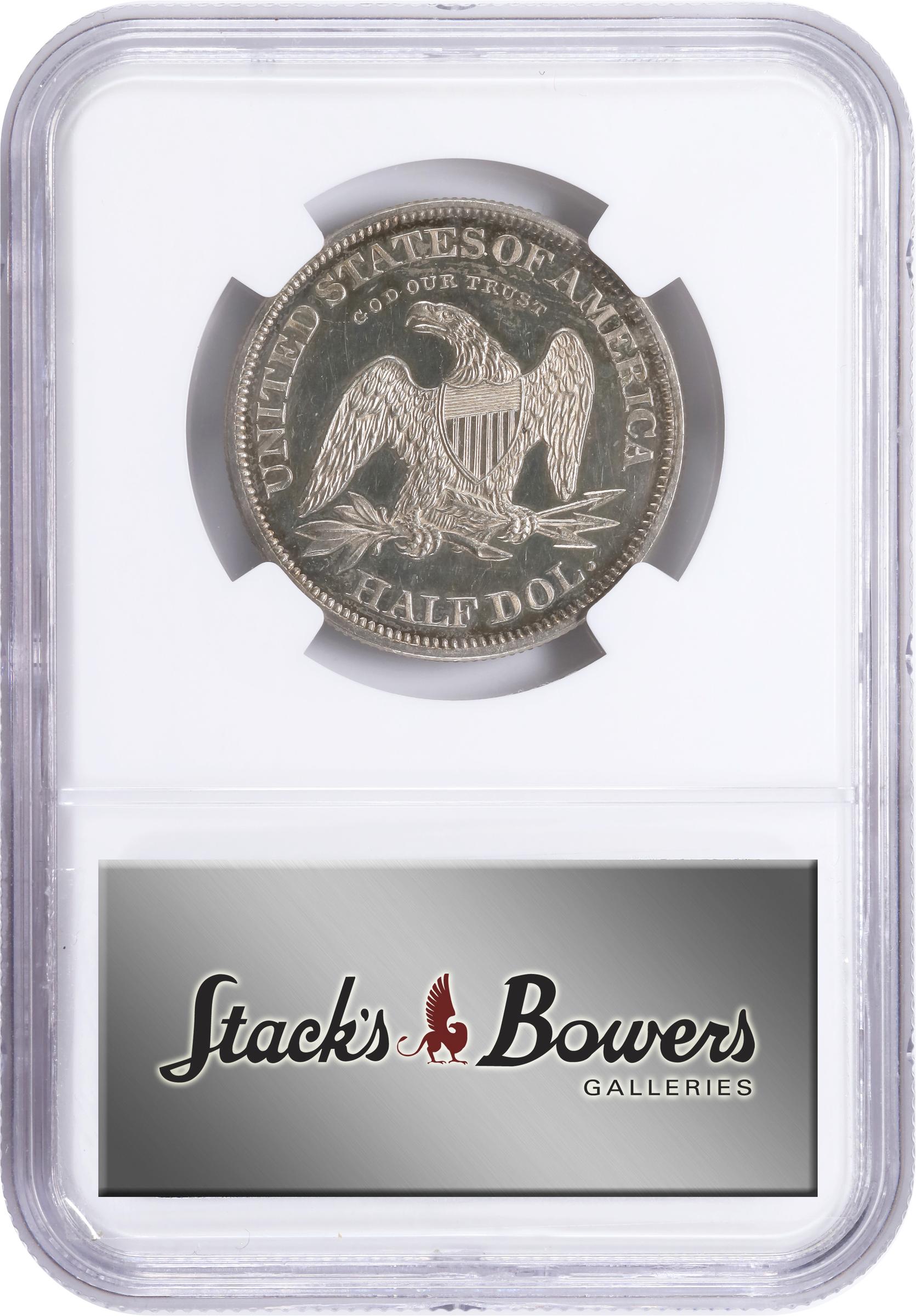 image for: 1863 Pattern Liberty Seated Half Dollar. Judd-340, Pollock-412. Rarity-6-. Silver. Reeded Edge. Proof-63 Cameo (NGC).