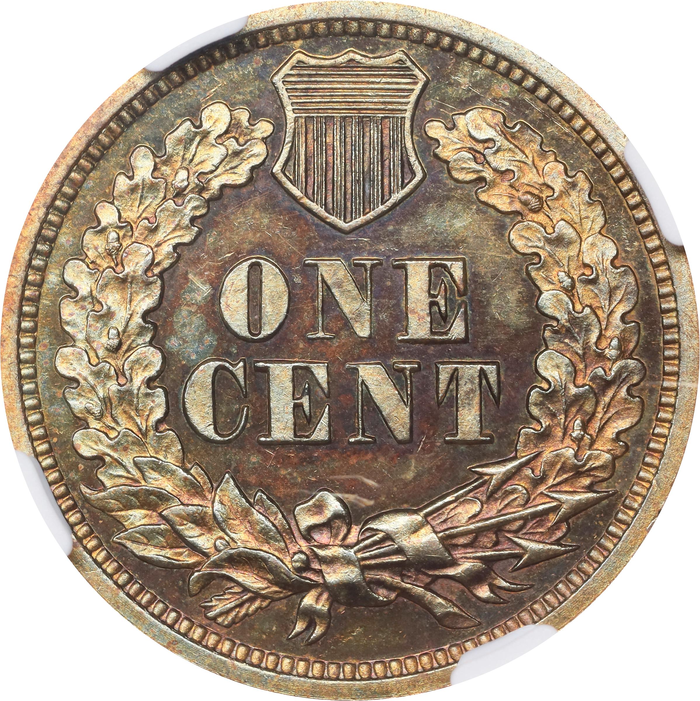 image for: 1864 Experimental Indian Cent. Judd-356a, Pollock-427, Snow-PT1e. Rarity-6-. Copper. Plain Edge. Proof-64 BN (NGC).