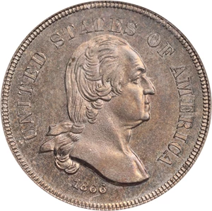 image for: 1866 Pattern Washington Five Cents. Judd-461, Pollock-535, Musante GW-772. Rarity-5. Nickel. Plain Edge. Proof-64 (NGC).