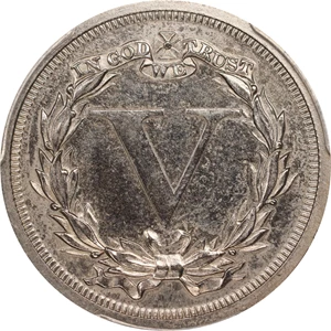 image for: 1868 Pattern Five Cents. Judd-633, Pollock-705. Rarity-4. Nickel. Plain Edge. Proof-62 (PCGS).