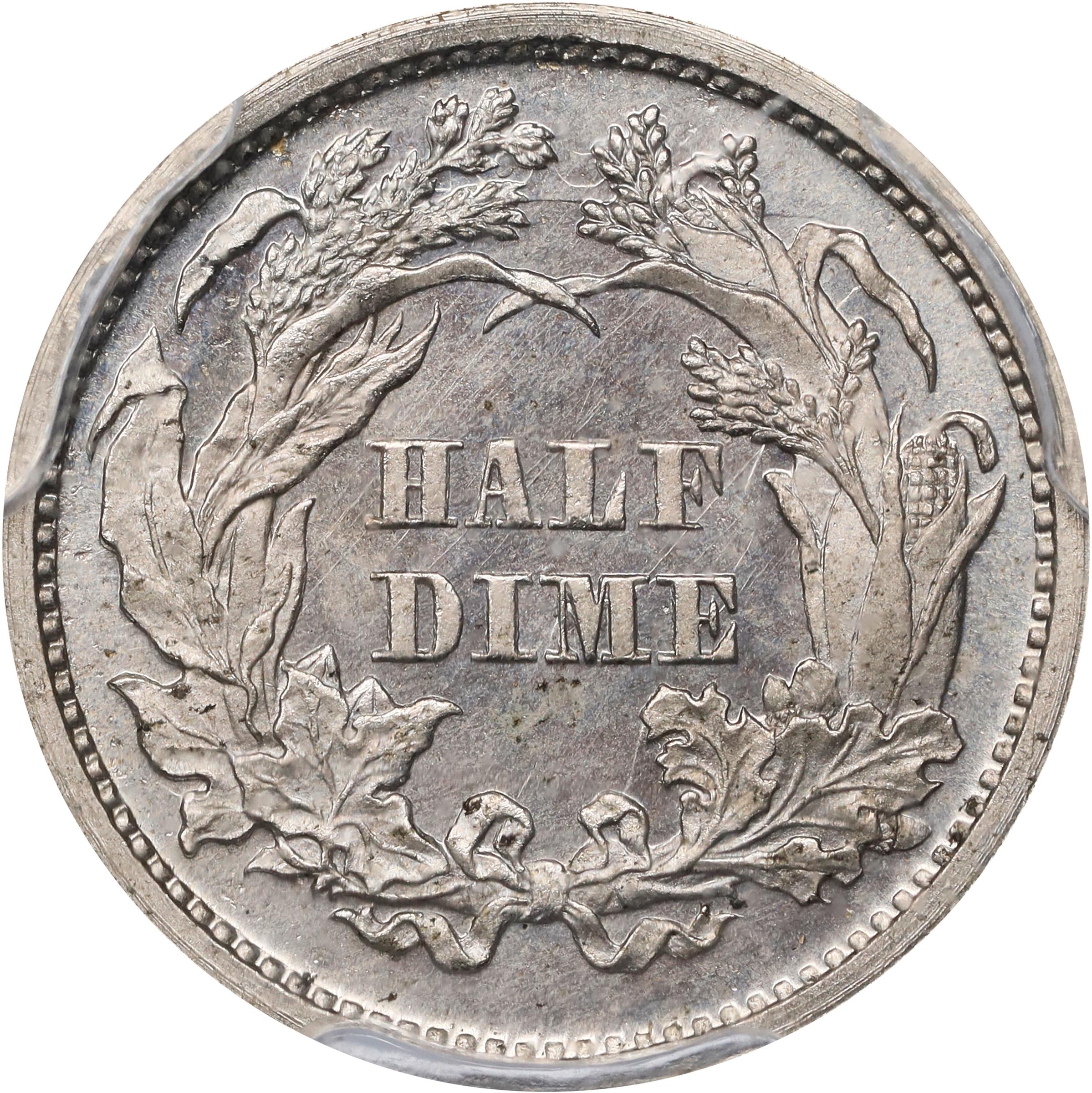 image for: 1868 Pattern Liberty Seated Half Dime. Judd-638, Pollock-710. Rarity-6-. Nickel. Plain Edge. Proof-65 (PCGS).