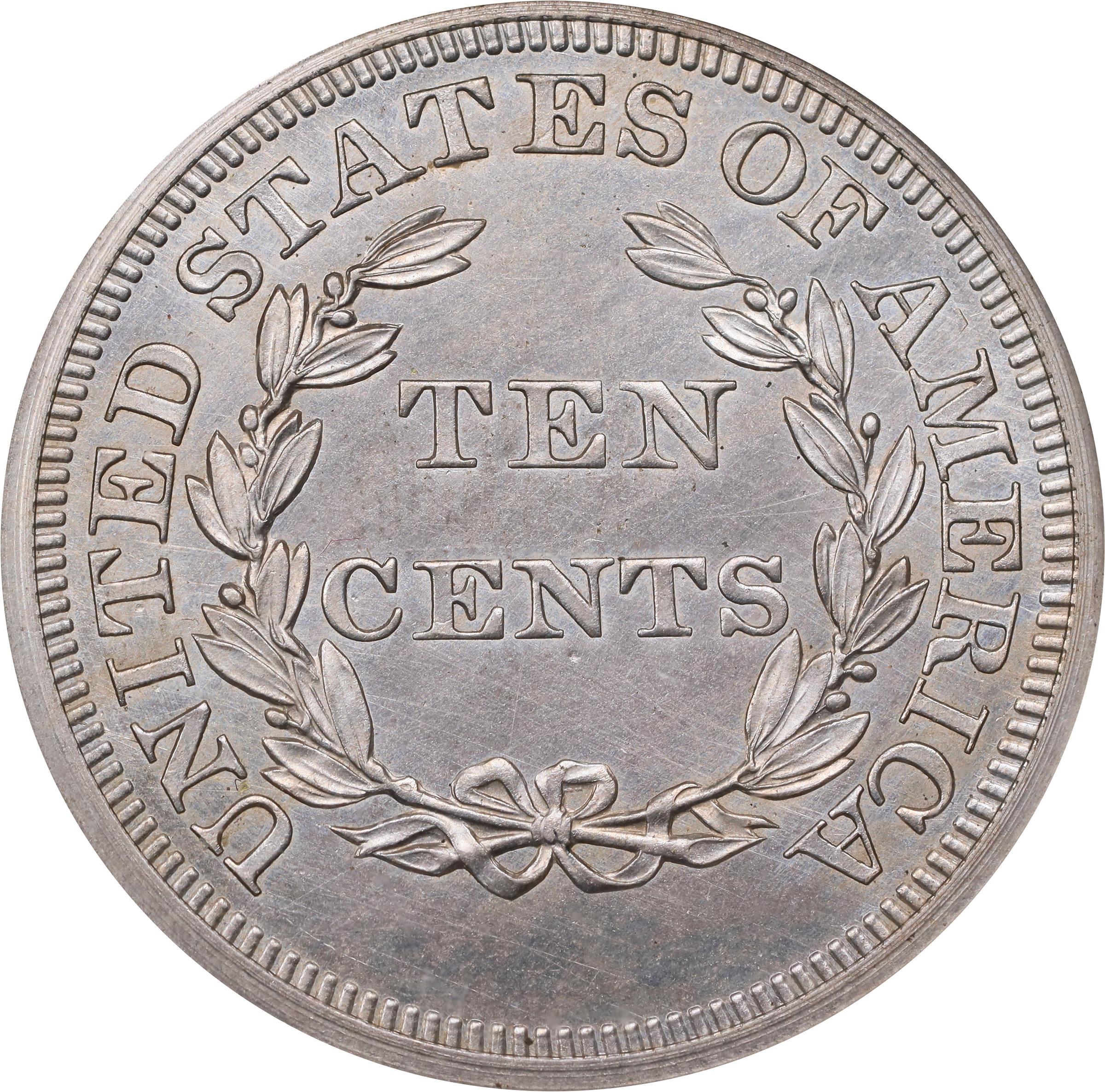 image for: 1868 Pattern Ten Cents. Judd-647, Pollock-720. Rarity-6-. Nickel. Plain Edge. Proof-64 (NGC). CAC.