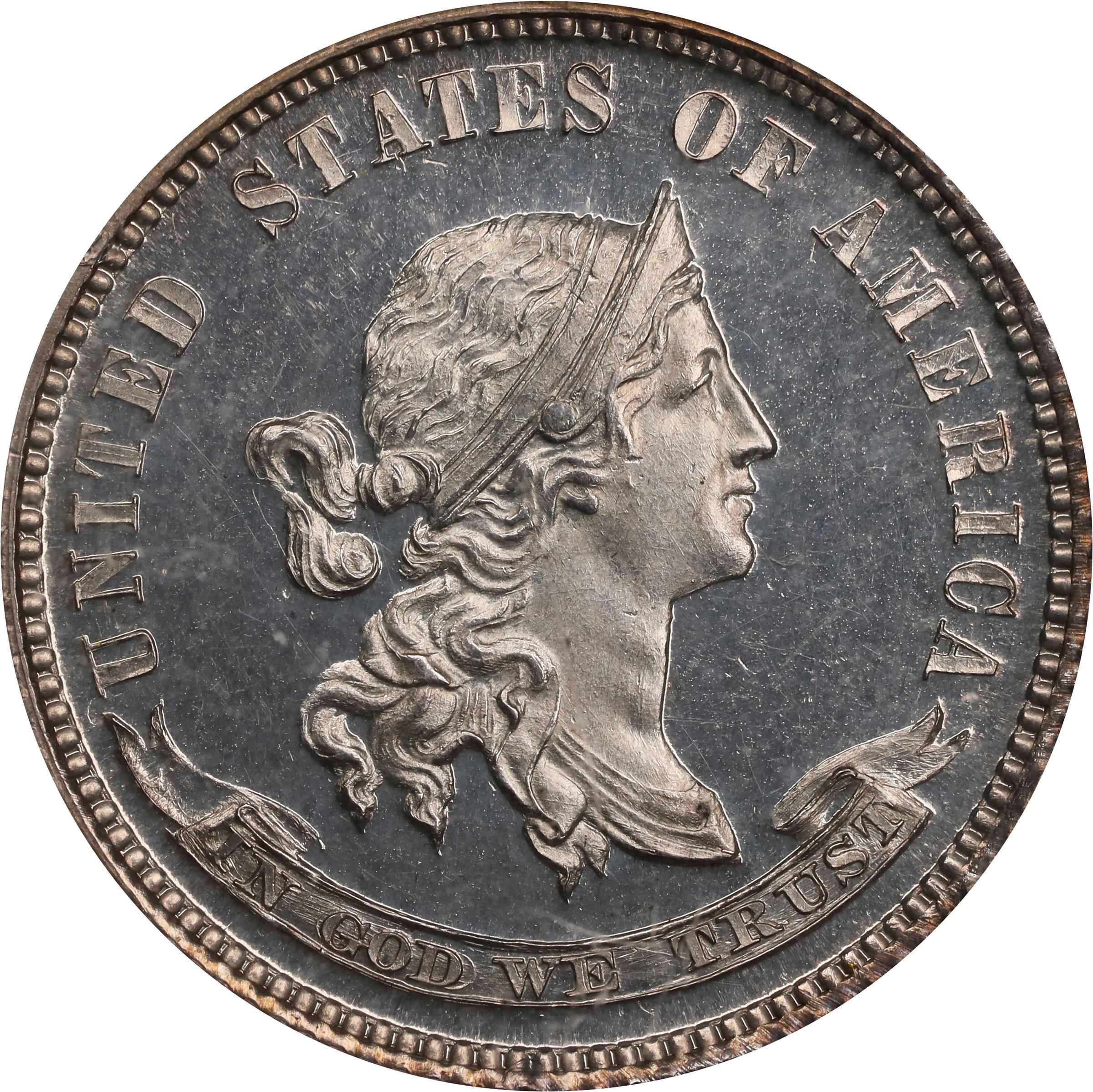 image for: 1869 Pattern Dime. Judd-702, Pollock-781. Rarity-5. Silver. Reeded Edge. Proof-64 (PCGS). CAC. OGH Rattler.