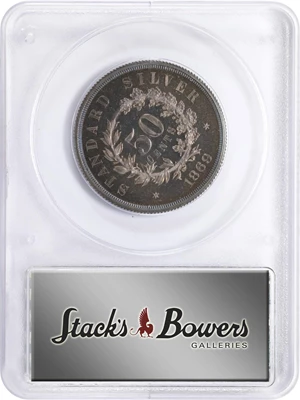 image for: 1869 Pattern Half Dollar. Judd-742, Pollock-823. Rarity-5. Silver. Reeded Edge. Proof-64 (PCGS). CAC. OGH Rattler.