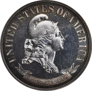 image for: 1869 Pattern Half Dollar. Judd-742, Pollock-823. Rarity-5. Silver. Reeded Edge. Proof-63 (PCGS). CAC. OGH.