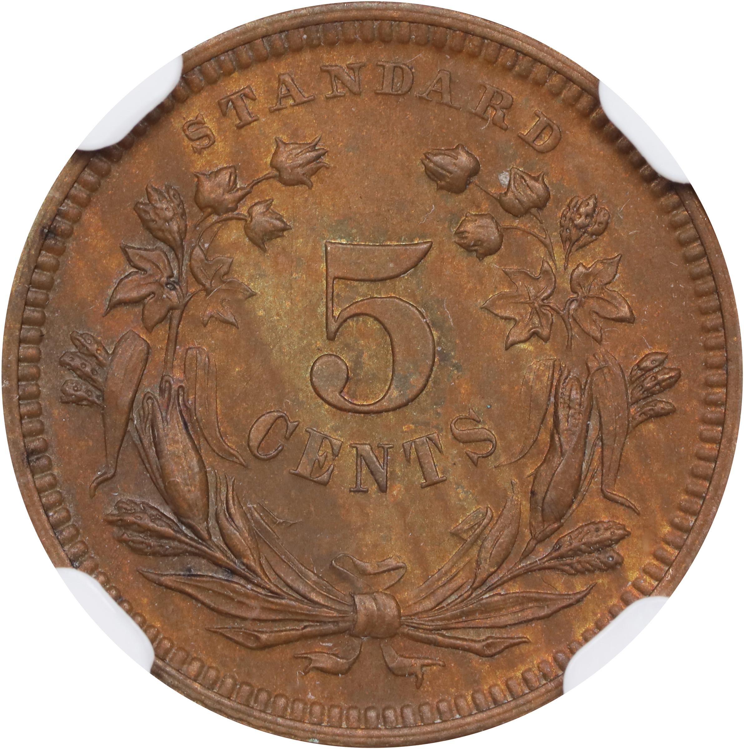 image for: 1870 Pattern Half Dime. Judd-812, Pollock-900. Rarity-7-. Copper. Plain Edge. Proof-66 BN (NGC).