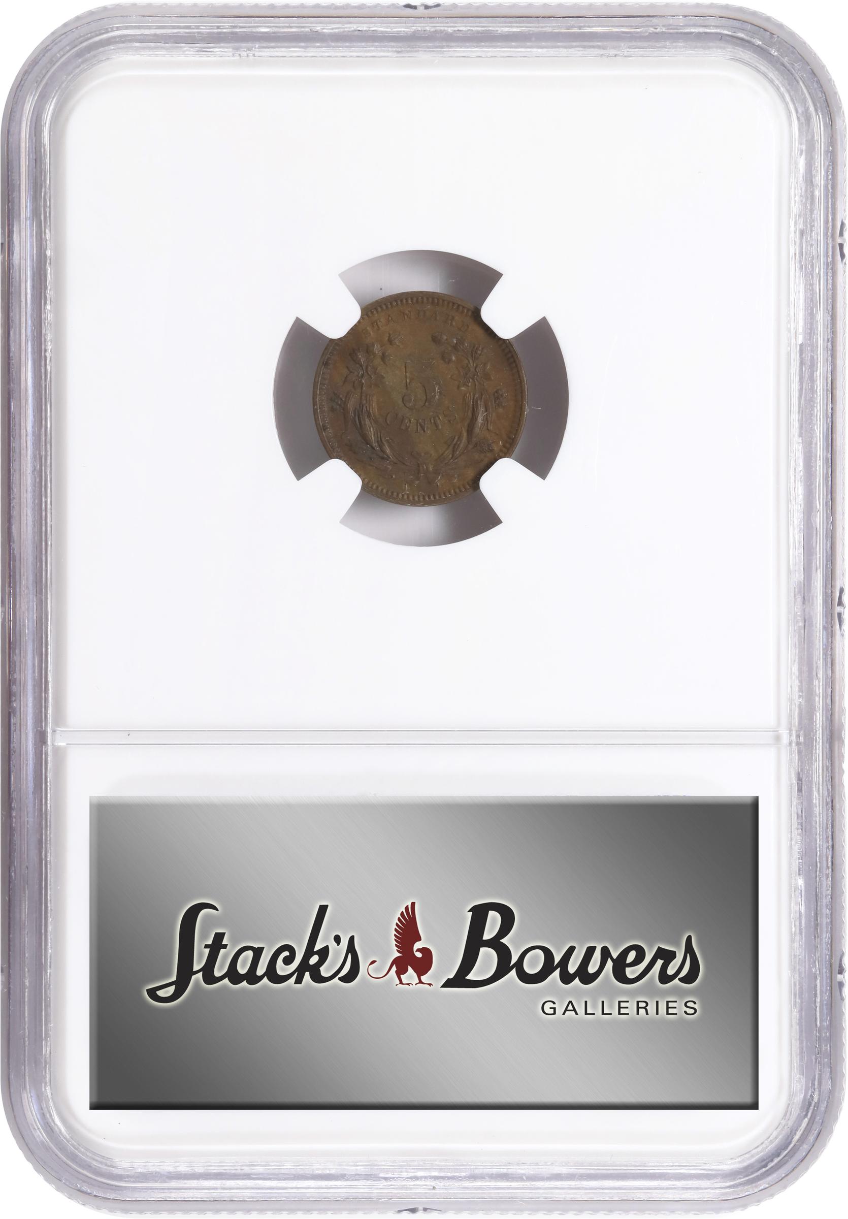 image for: 1870 Pattern Half Dime. Judd-812, Pollock-900. Rarity-7-. Copper. Plain Edge. Proof-66 BN (NGC).