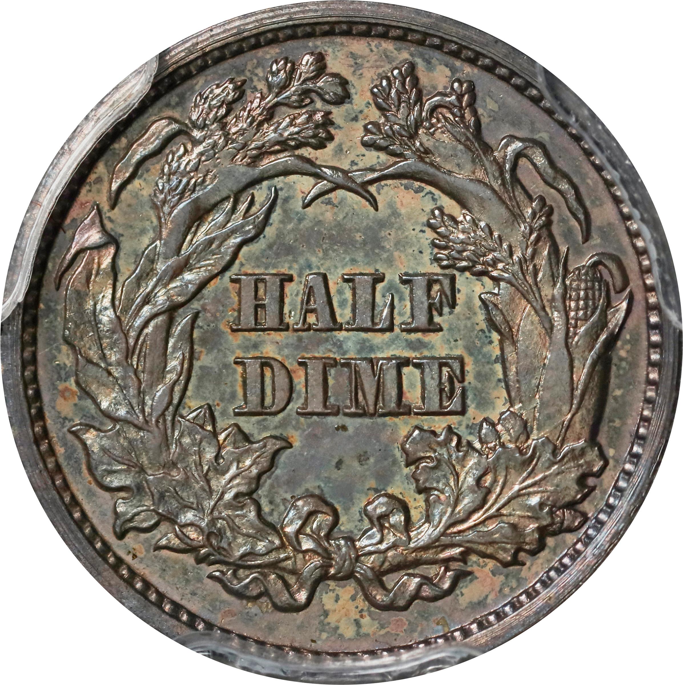 image for: 1870 Pattern Half Dime. Judd-815, Pollock-904. Rarity-7-. Silver. Reeded Edge. Proof-66 (PCGS). CAC.