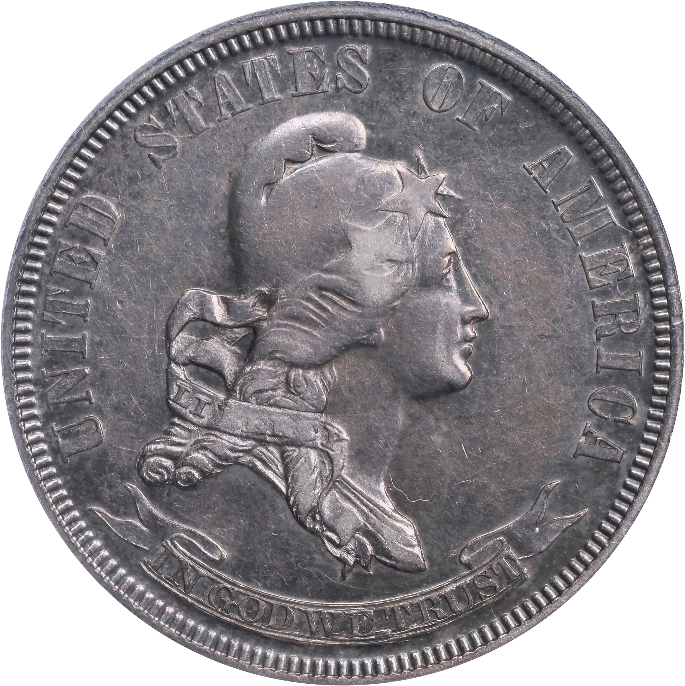 image for: 1870 Pattern Quarter Dollar. Judd-888, Pollock-987. Rarity-5. Silver. Reeded Edge. Proof-55 (PCGS).