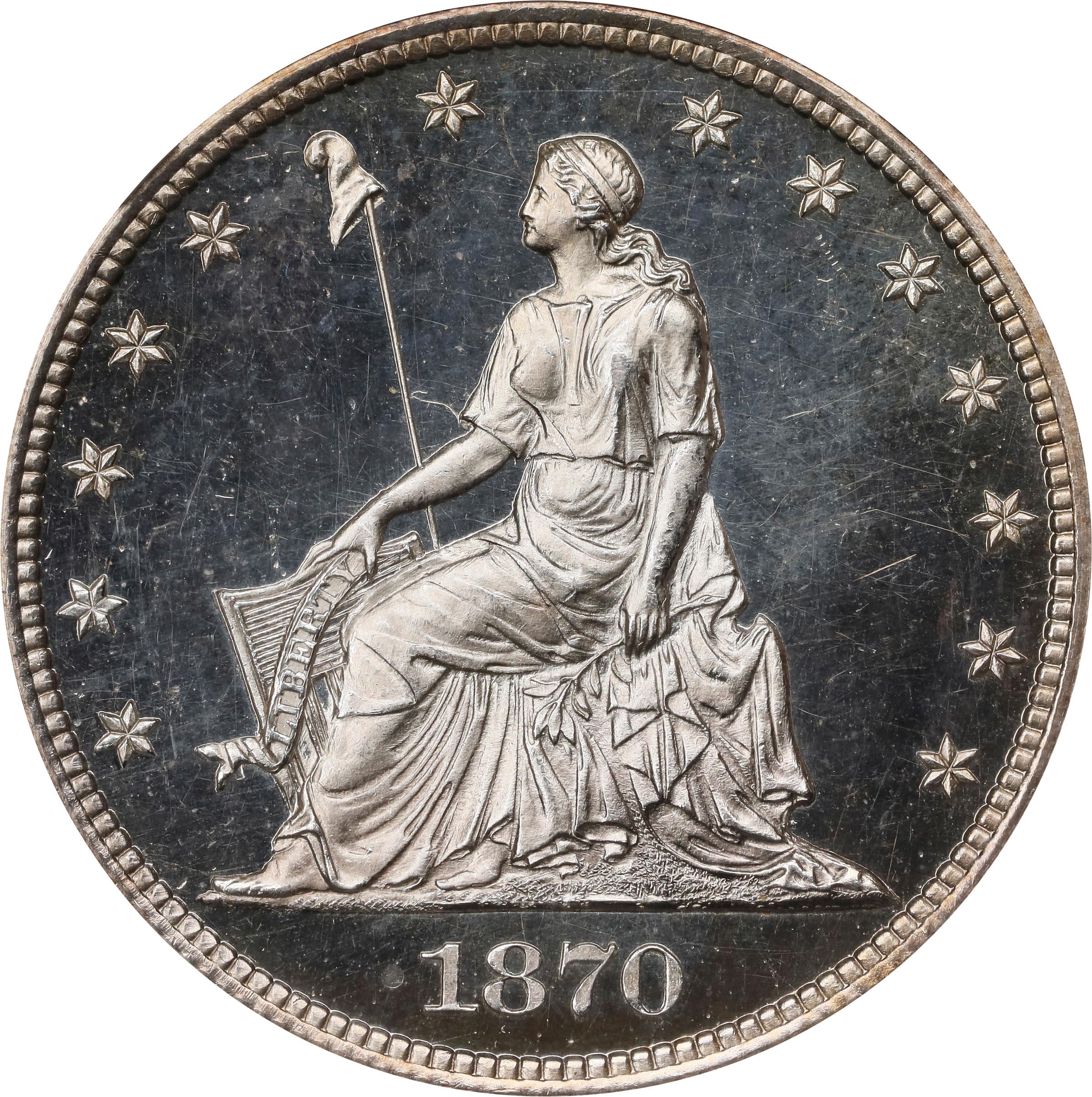 image for: 1870 Pattern Half Dollar. Judd-933, Pollock-1039. Rarity-7-. Silver. Reeded Edge. Proof-66 Cameo (NGC).